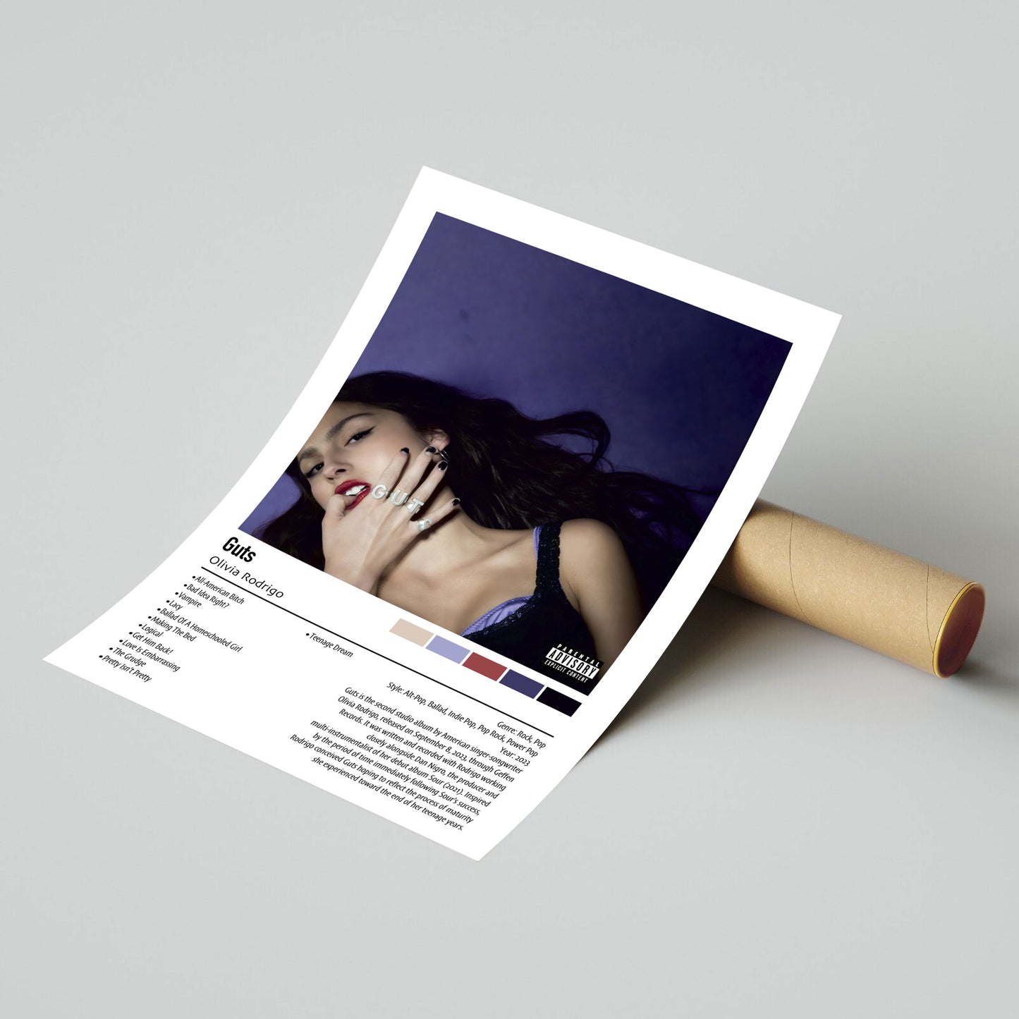 Olivia Rodrigo | Guts | Custom Album Cover Poster Print