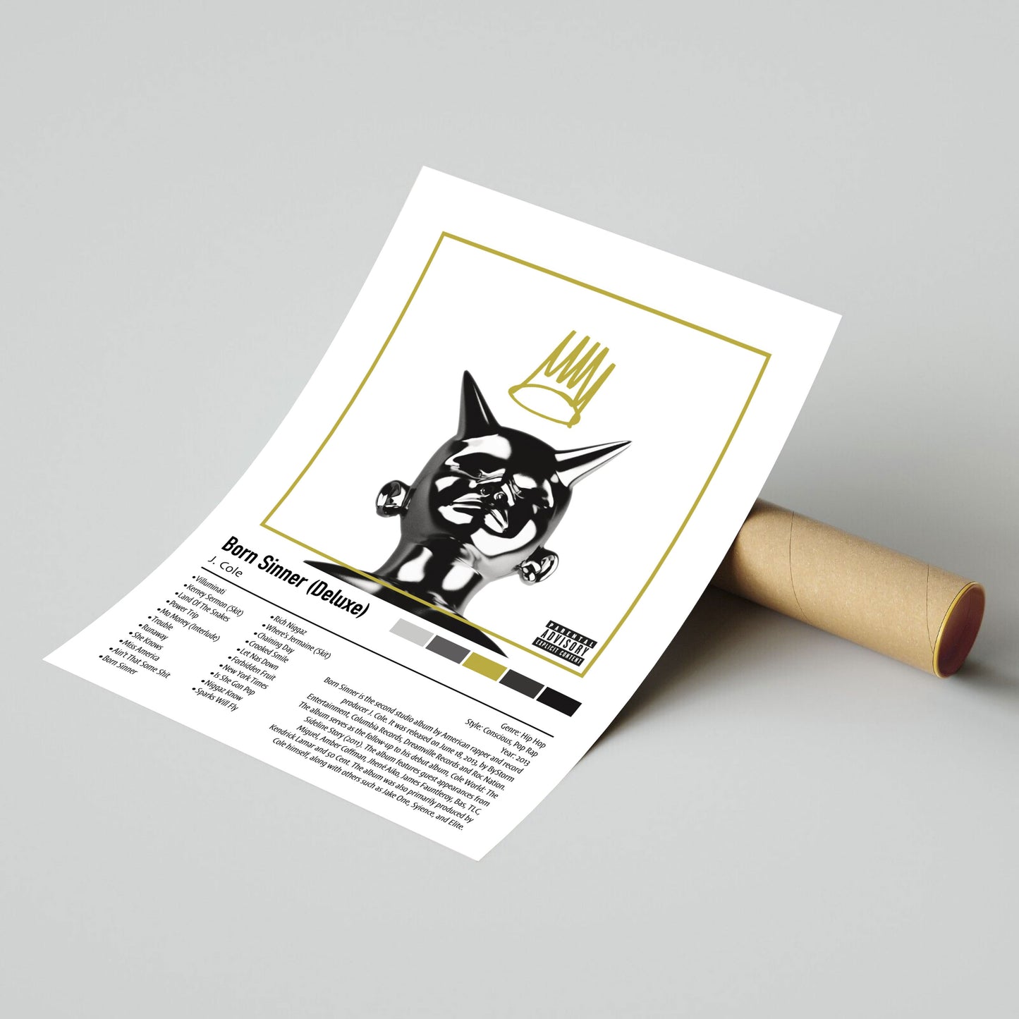 J. Cole | Born Sinner (Deluxe) | Custom Album Cover Poster Print