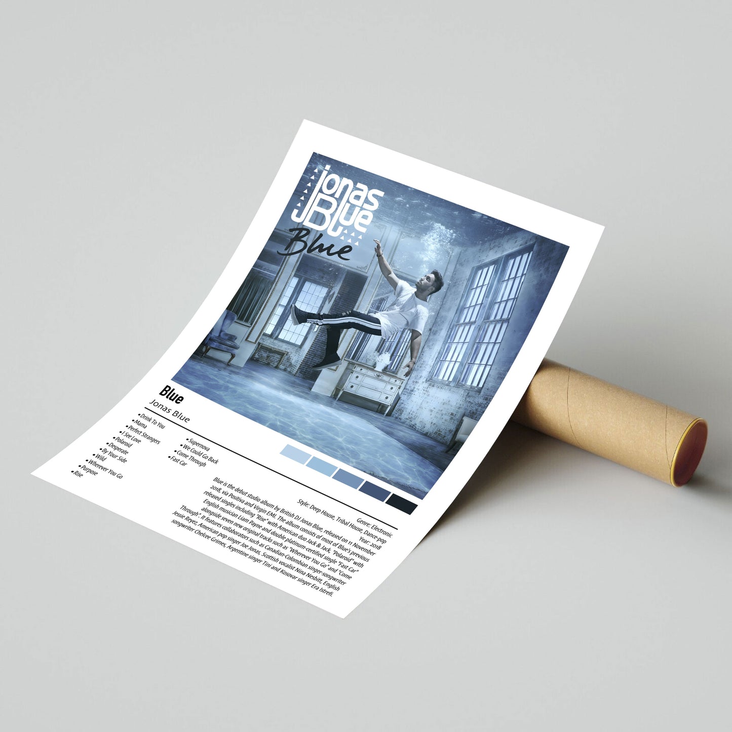Jonas Blue | Blue | Custom Album Cover Poster Print