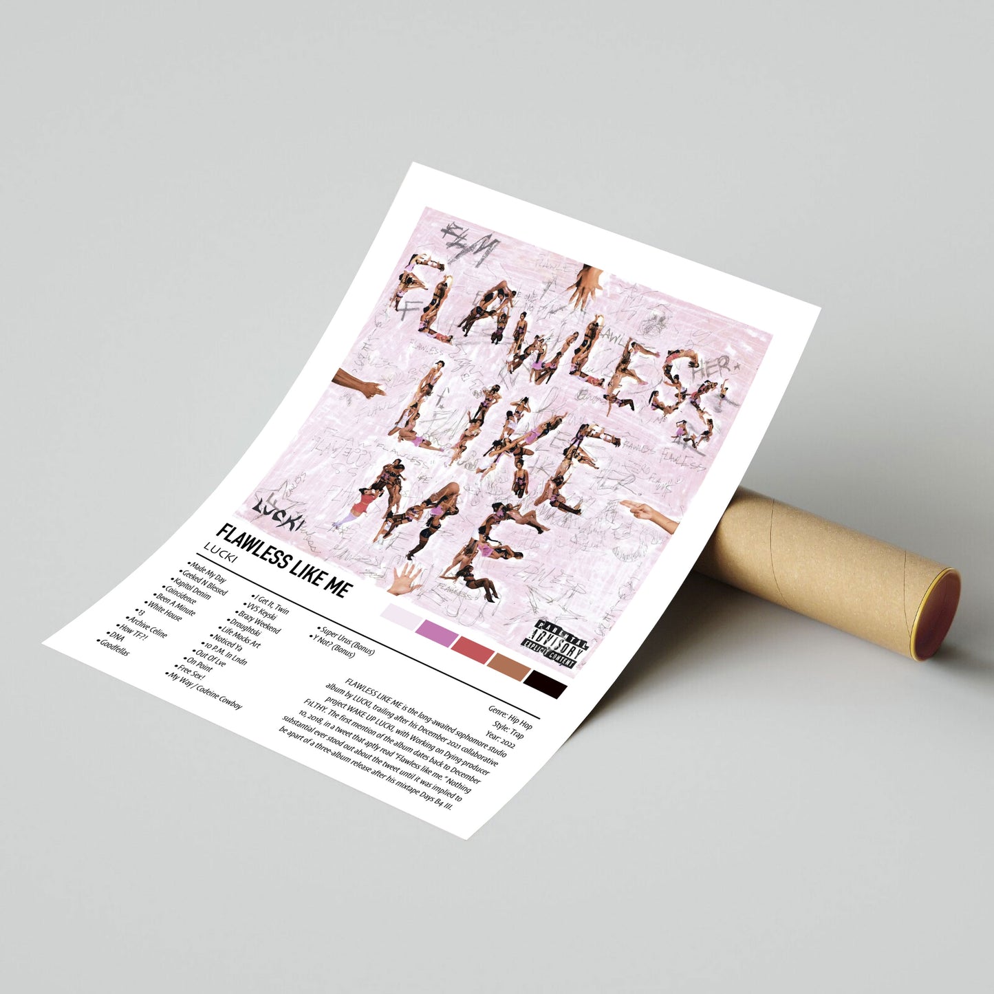 LUCKI | FLAWLESS LIKE ME | Custom Album Cover Poster Print