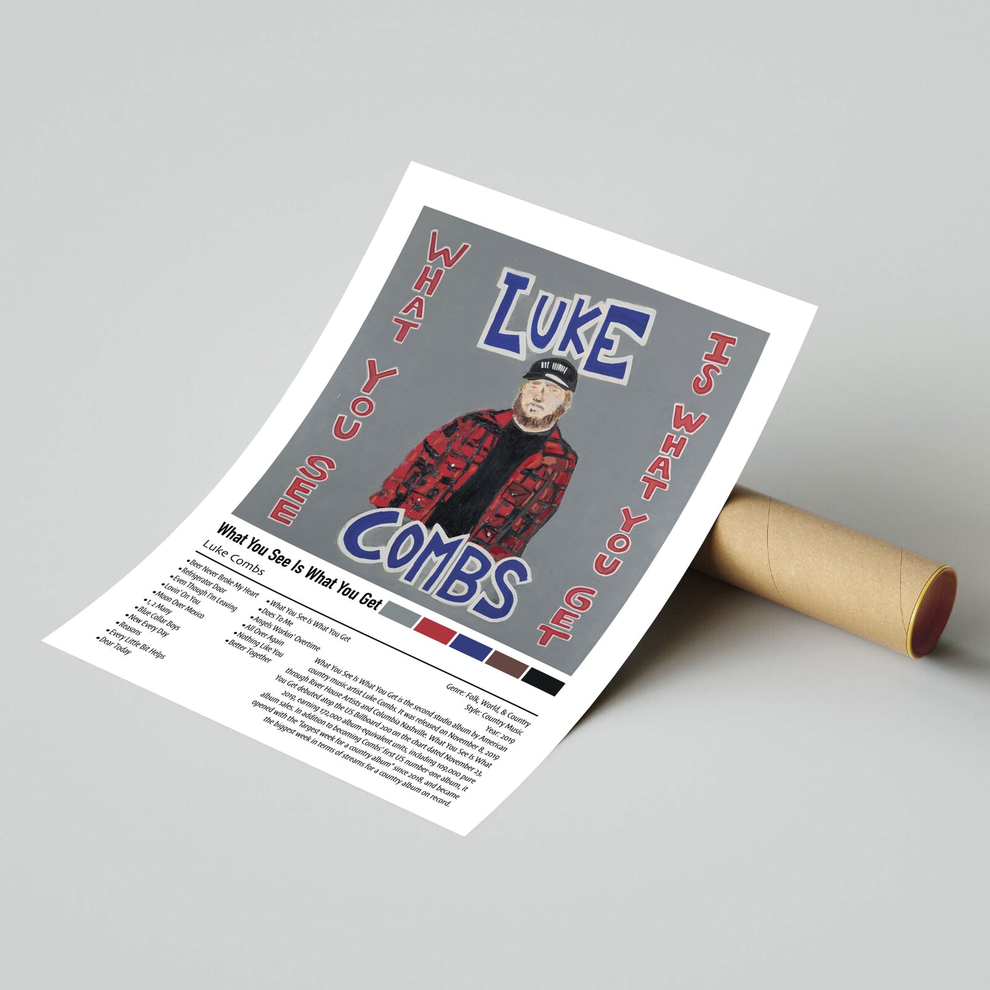 Luke Combs | What You See Is What You Get | Custom Album Cover Poster Print