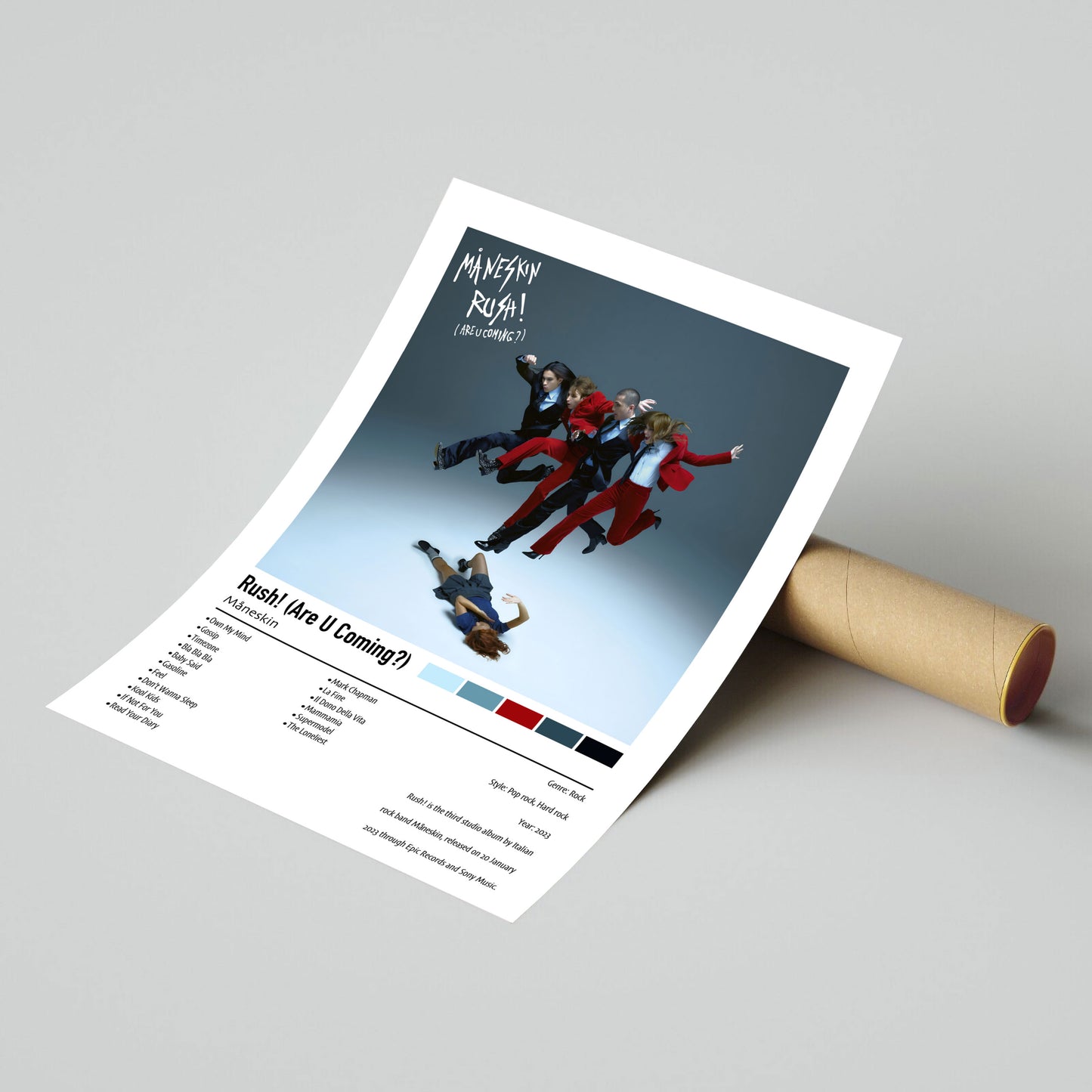 Mäneskin | Rush! (Are U Coming?) | Custom Album Cover Poster Print