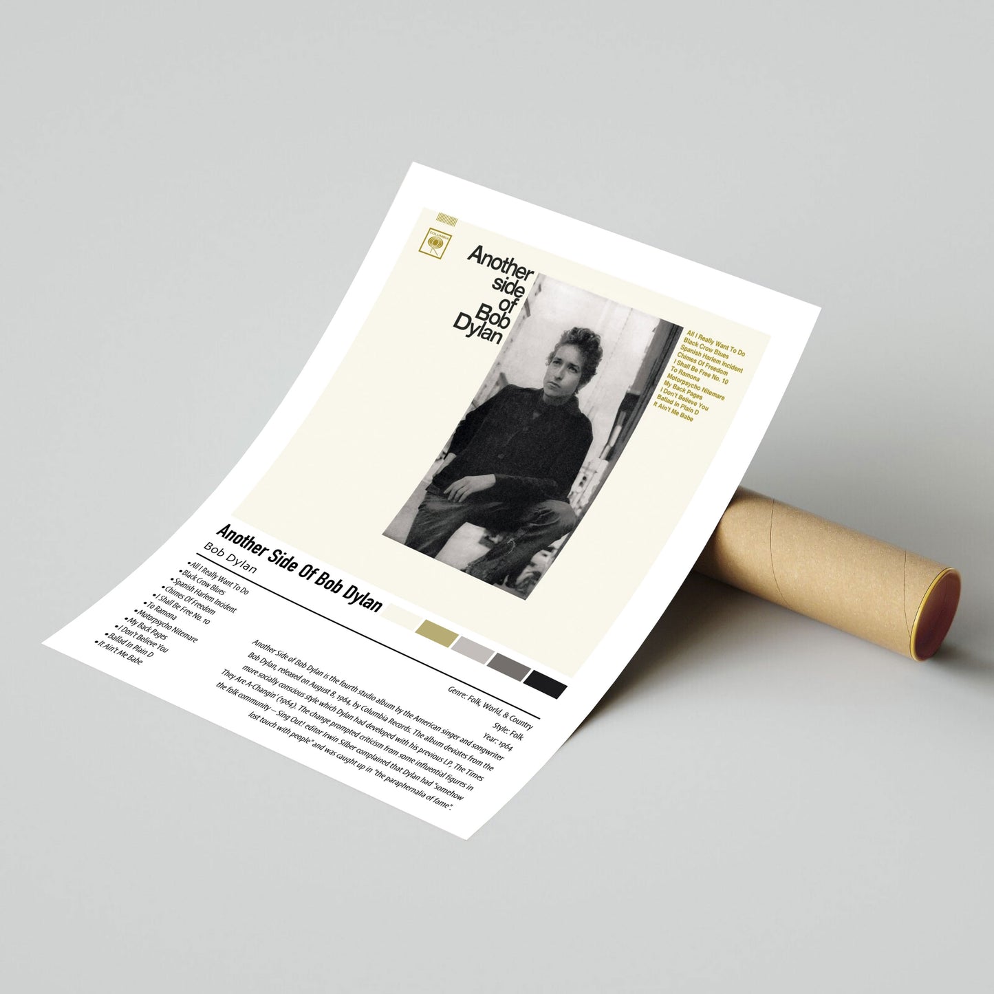 Bob Dylan | Another Side Of Bob Dylan | Custom Album Cover Poster Print