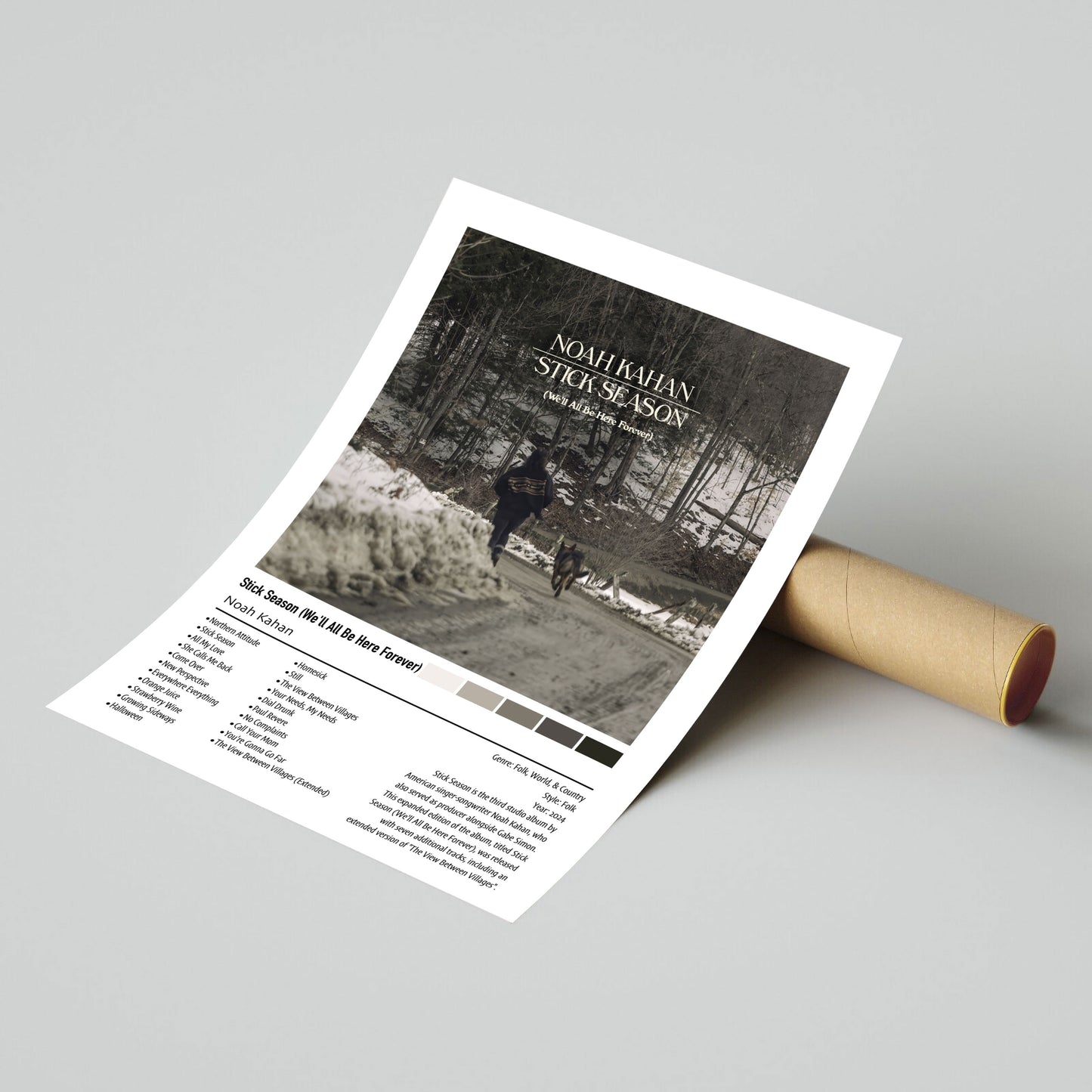 Noah Kahan | Stick Season (We'll All Be Here Forever) | Custom Album Cover Poster Print