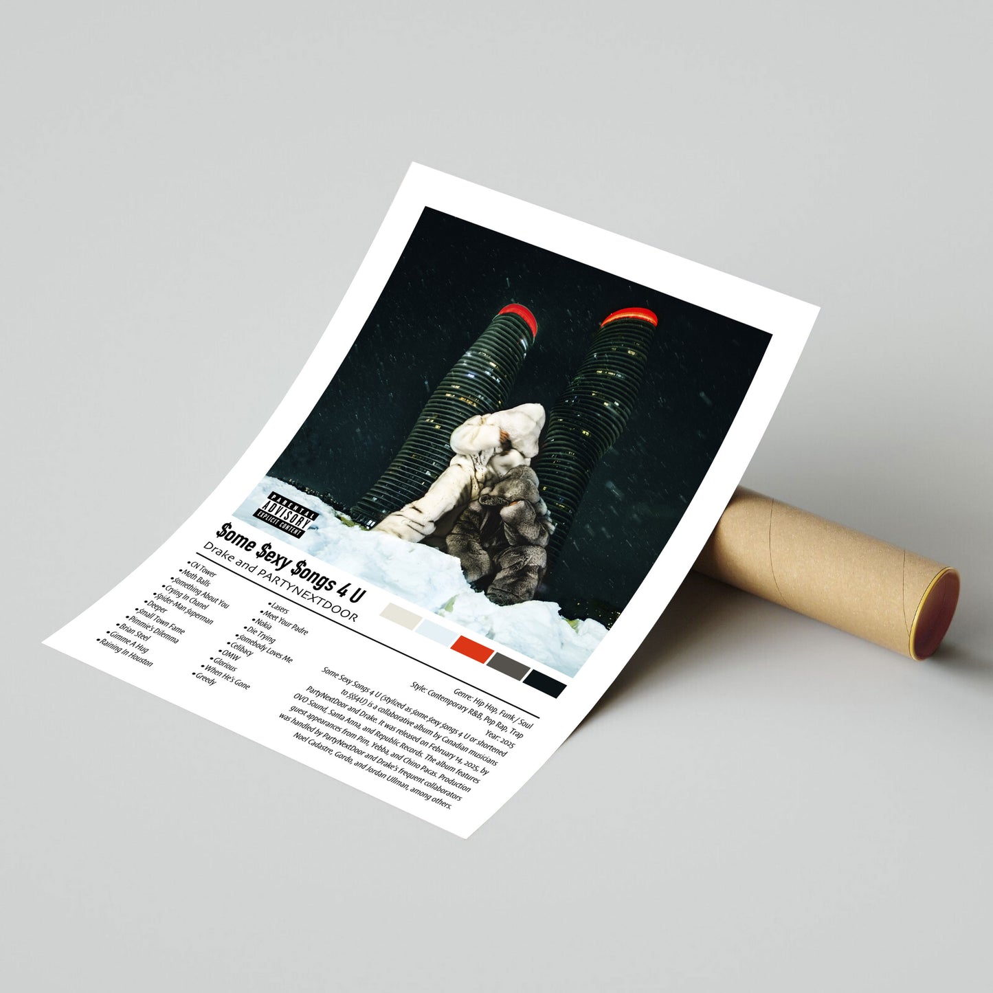 Drake and PARTYNEXTDOOR | $ome $exy $ongs 4 U | Custom Album Cover Poster Print