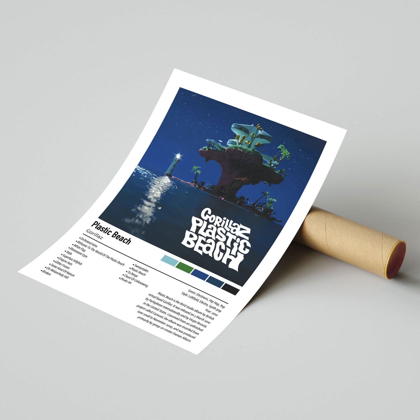 Gorillaz | Plastic Beach | Custom Album Cover Poster Print