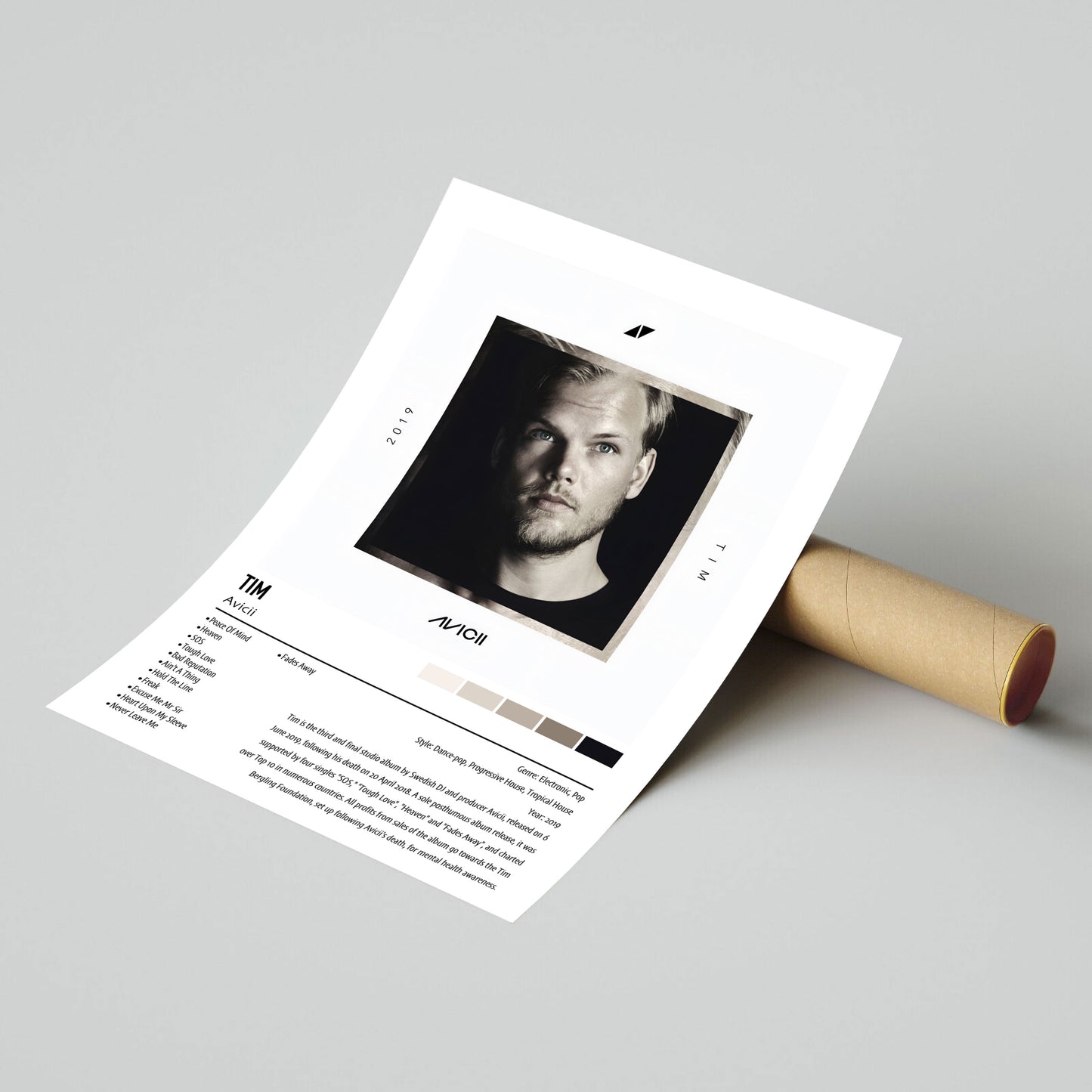 Avicii | TIM | Custom Album Cover Poster Print