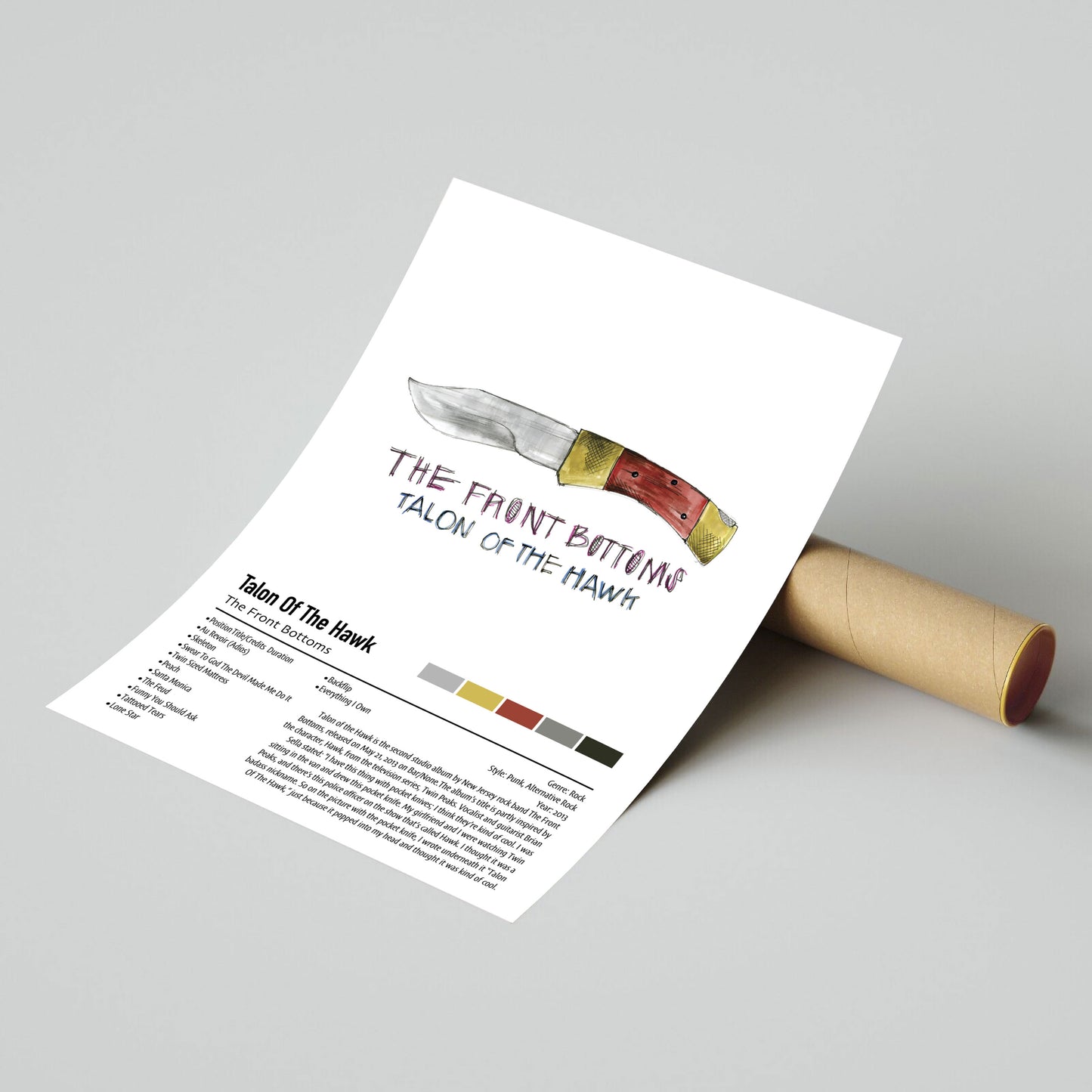 The Front Bottoms | Talon Of The Hawk | Custom Album Cover Poster Print