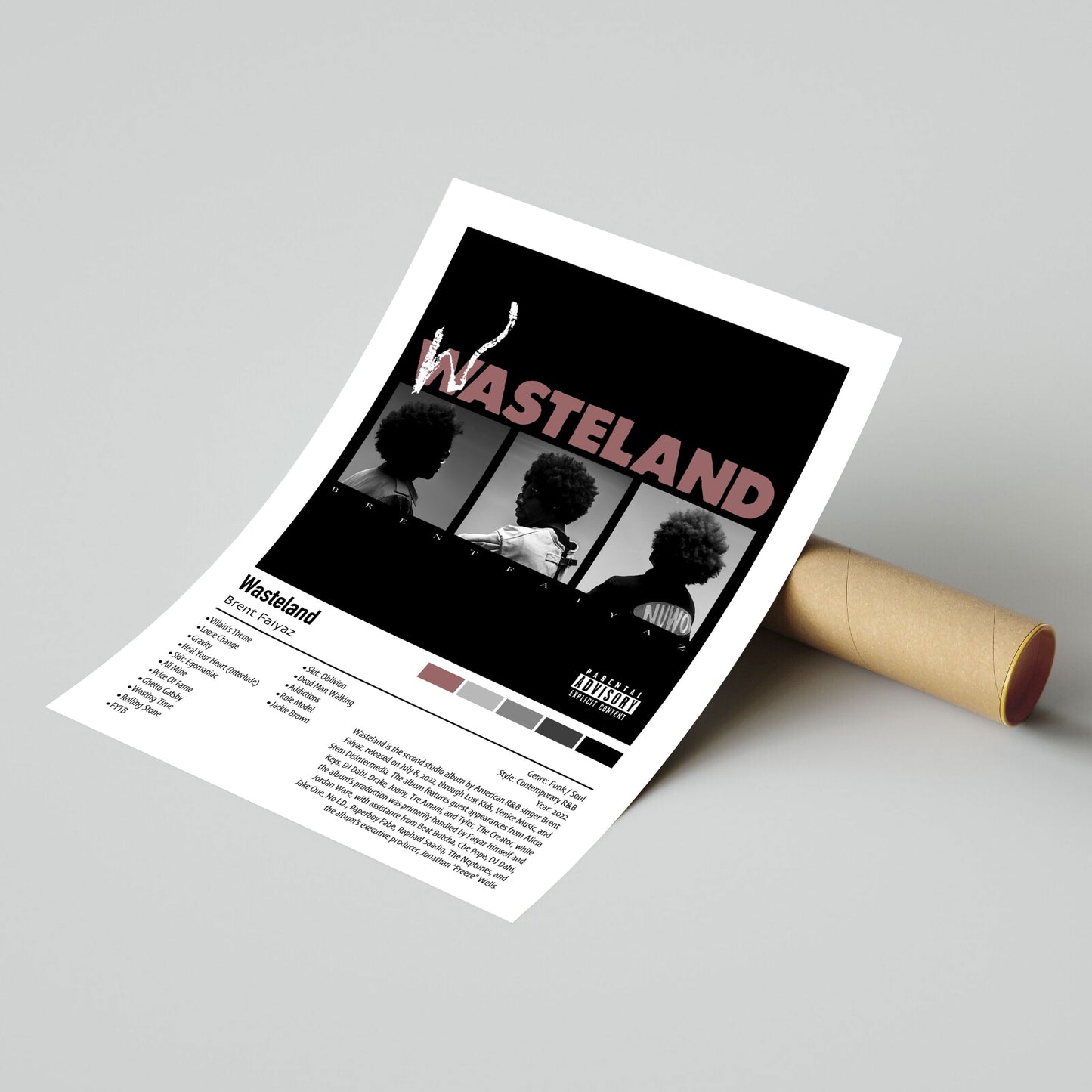Brent Faiyaz | Wasteland | Custom Album Cover Poster Print