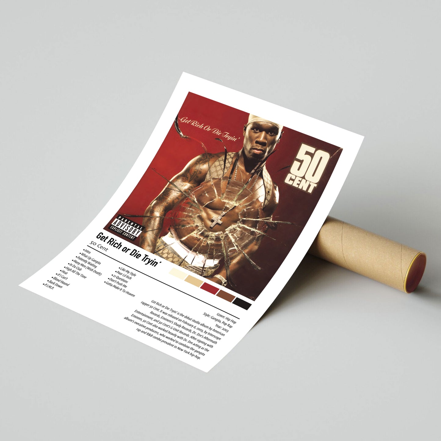 50 Cent | Get Rich or Die Tryin' | Custom Album Cover Poster Print