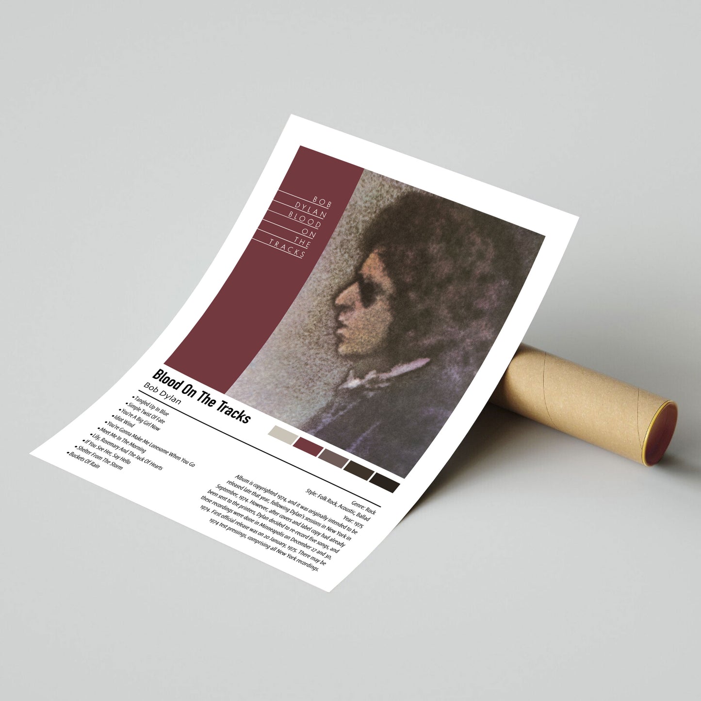 Bob Dylan | Blood On The Tracks | Custom Album Cover Poster Print