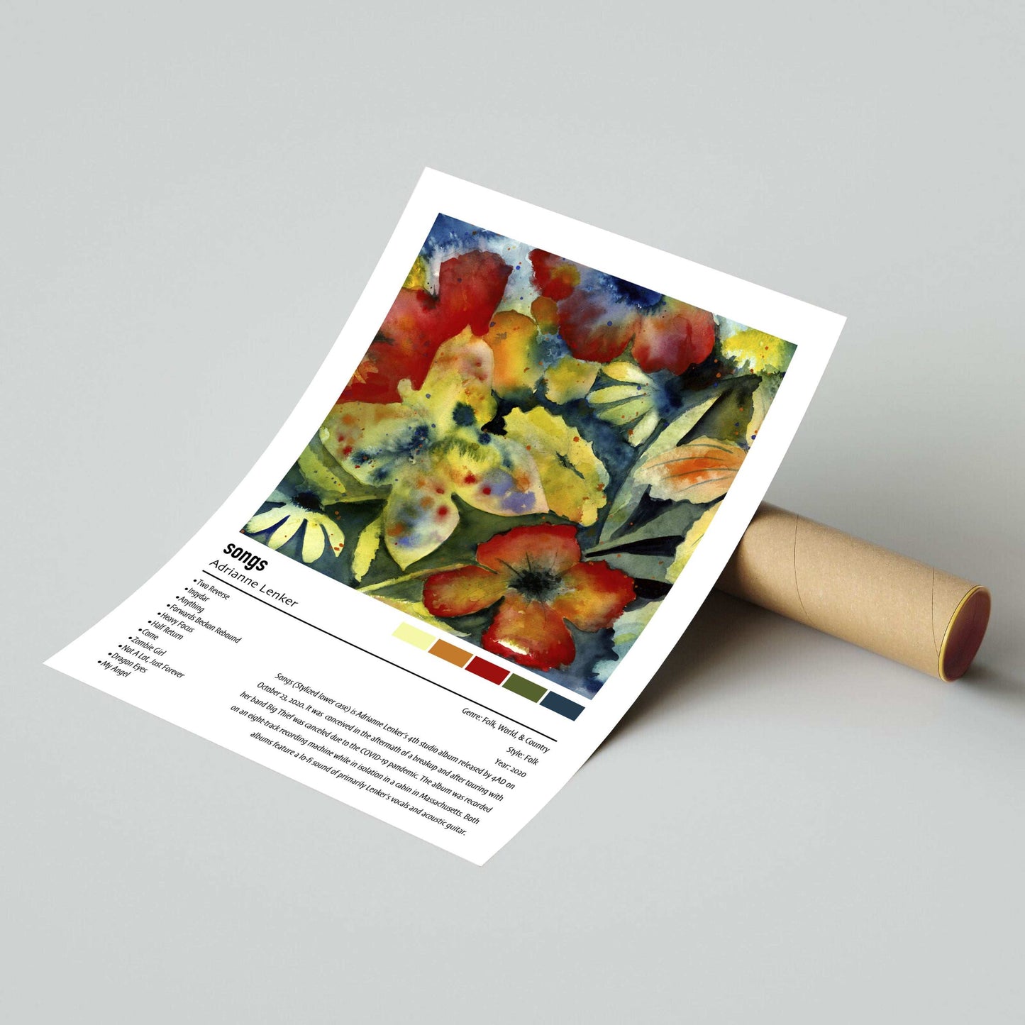 Adrianne Lenker | songs | Custom Album Cover Poster Print