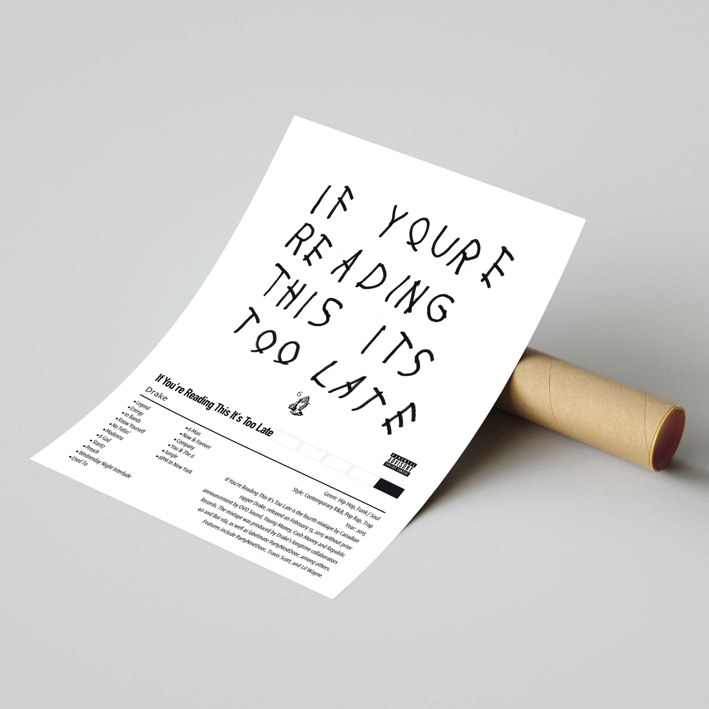 Drake | If You're Reading This It's Too Late | Custom Album Cover Poster Print