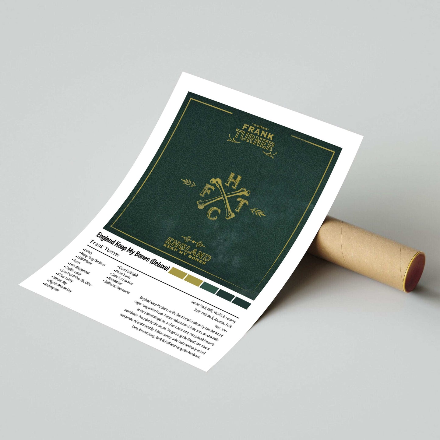 Frank Turner | England Keep My Bones (Deluxe) | Custom Album Cover Poster Print