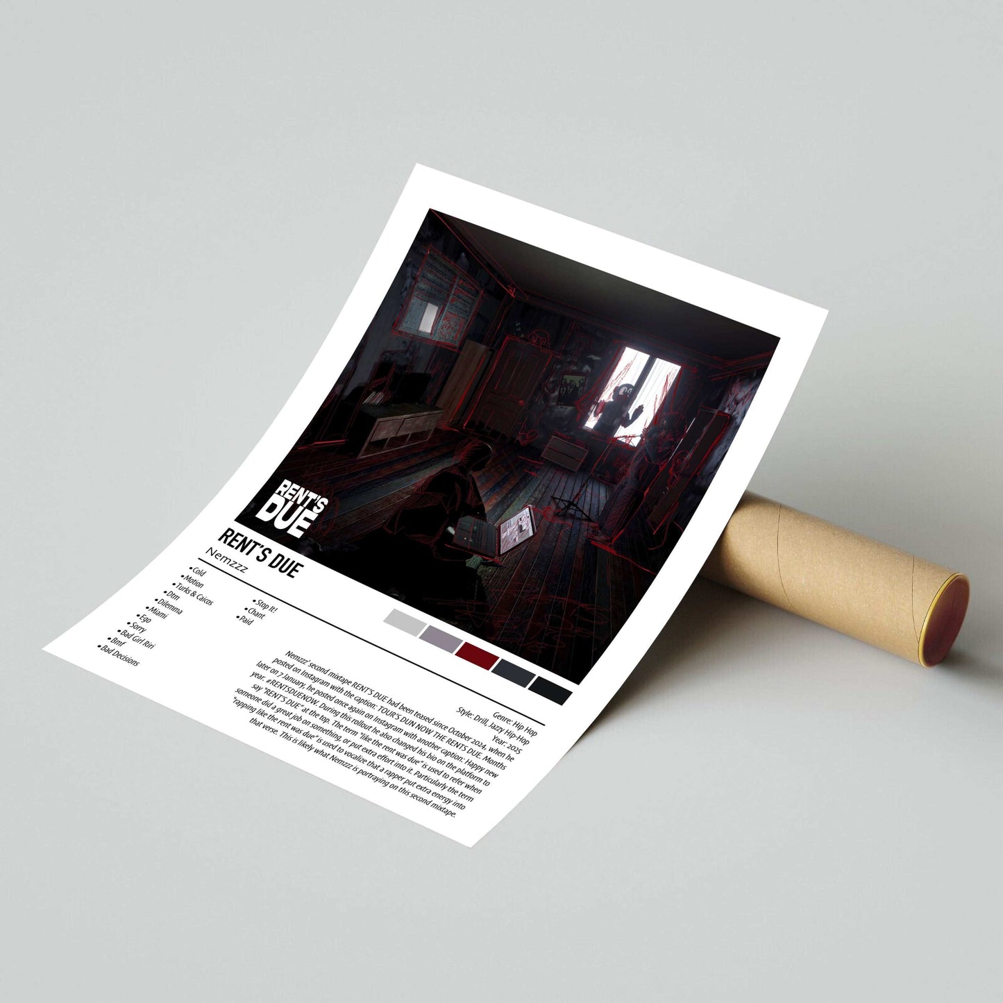 Nemzzz | RENT'S DUE | Custom Album Cover Poster Print