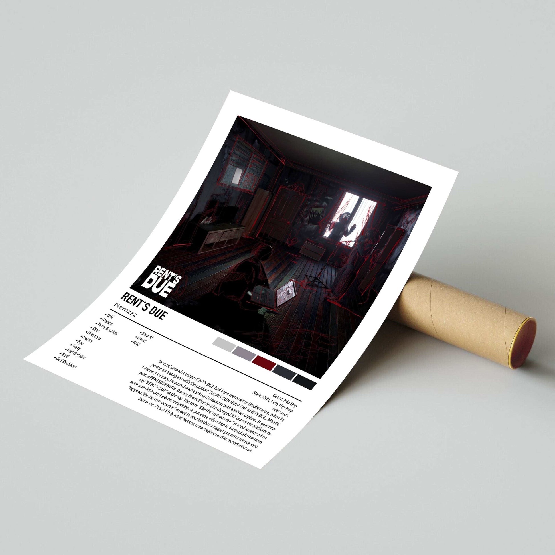 Nemzzz | RENT'S DUE | Custom Album Cover Poster Print