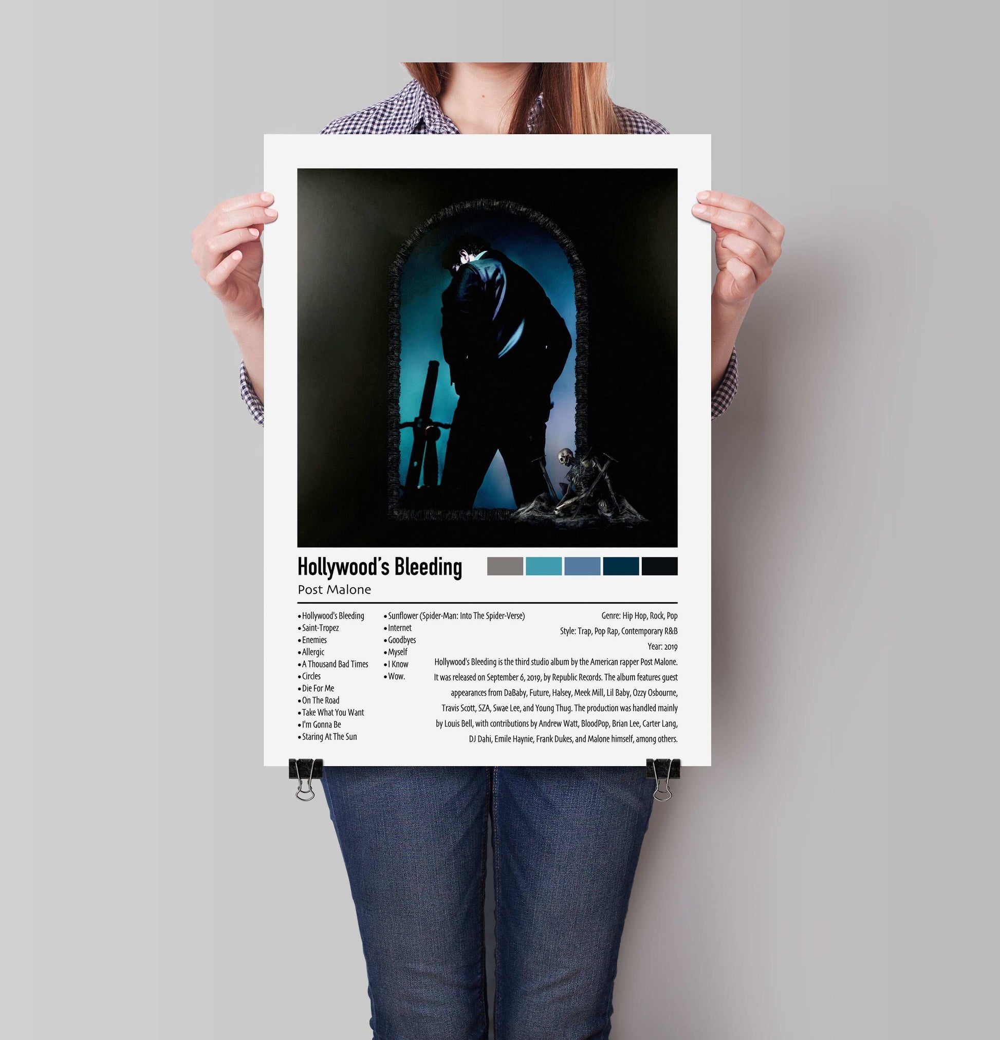 Post Malone | Hollywood's Bleeding | Custom Album Cover Poster Print