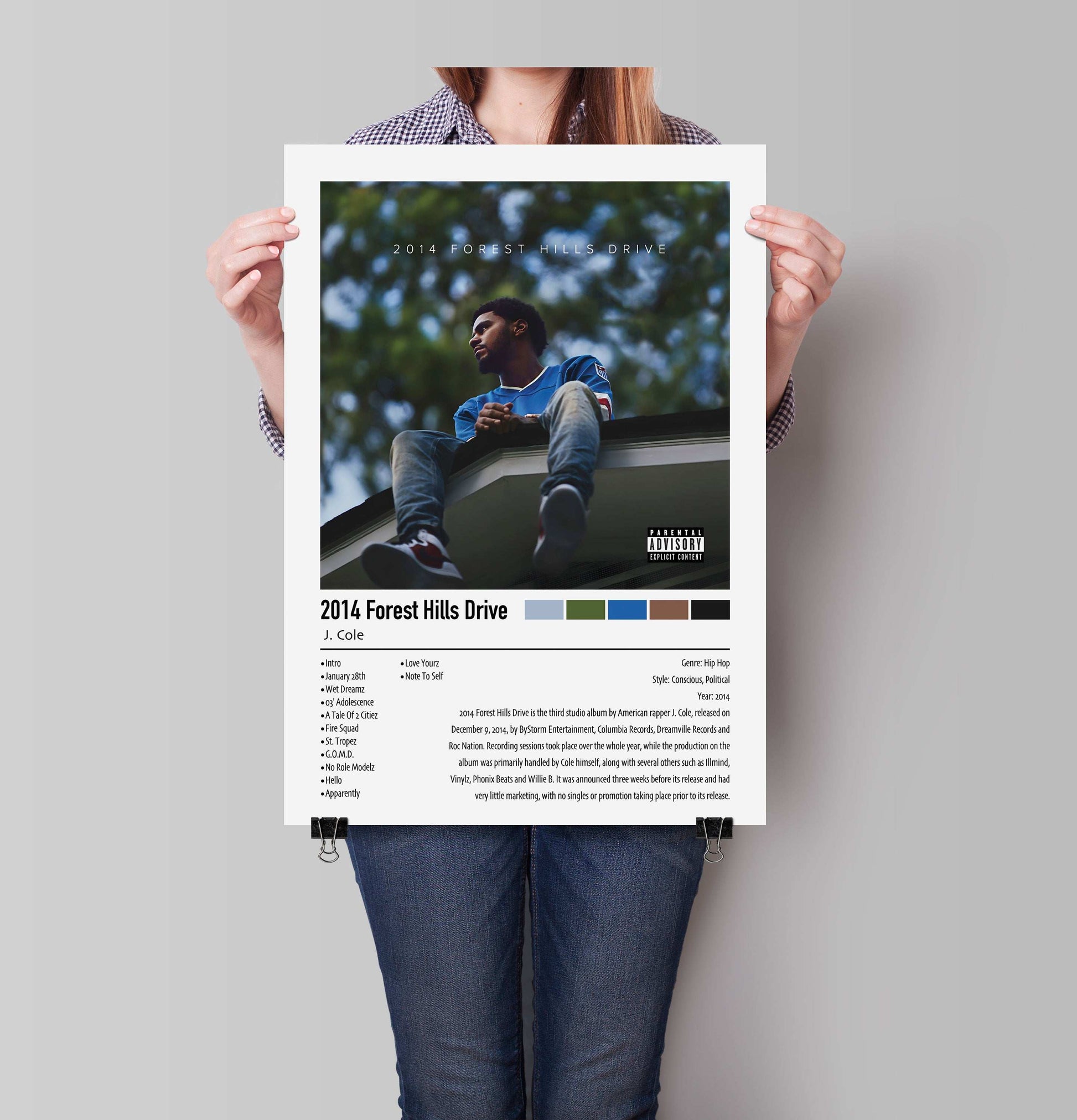 J. Cole | 2014 Forest Hills Drive | Custom Album Cover Poster Print