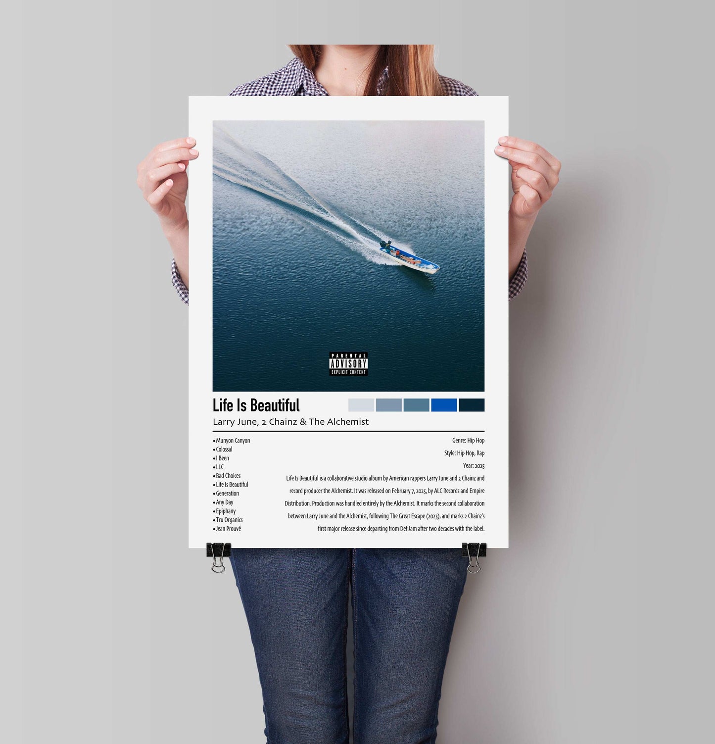 Larry June, 2 Chainz & The Alchemist | Life Is Beautiful | Custom Album Cover Poster Print