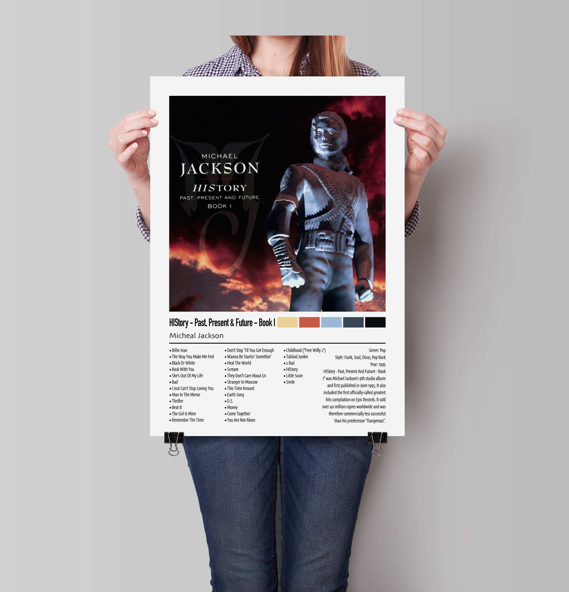 Michael Jackson | HIStory - Past Present & Future - Book I | Custom Album Cover Poster Print
