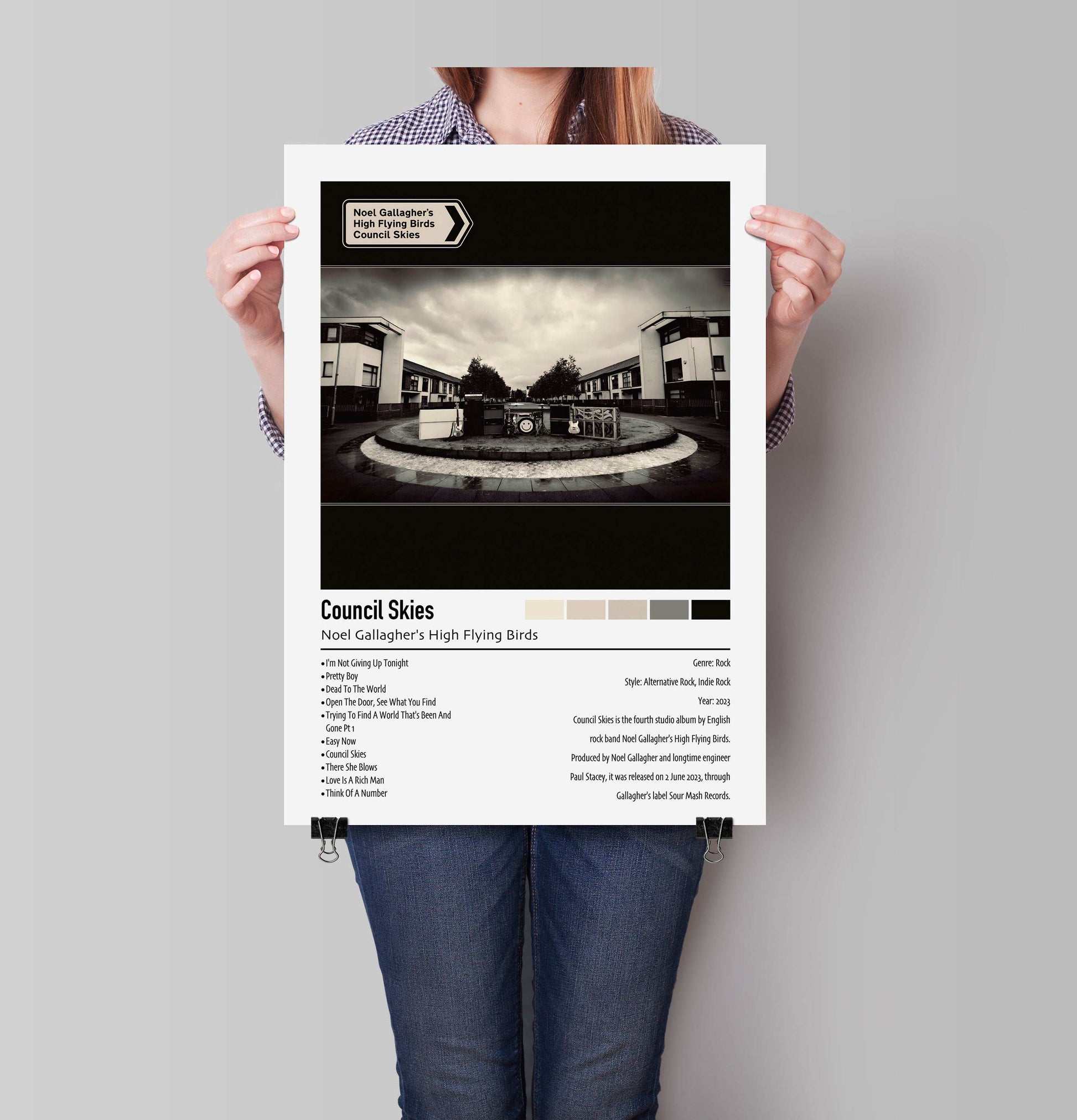 Noel Gallagher's High Flying Birds | Council Skies | Custom Album Cover Poster Print