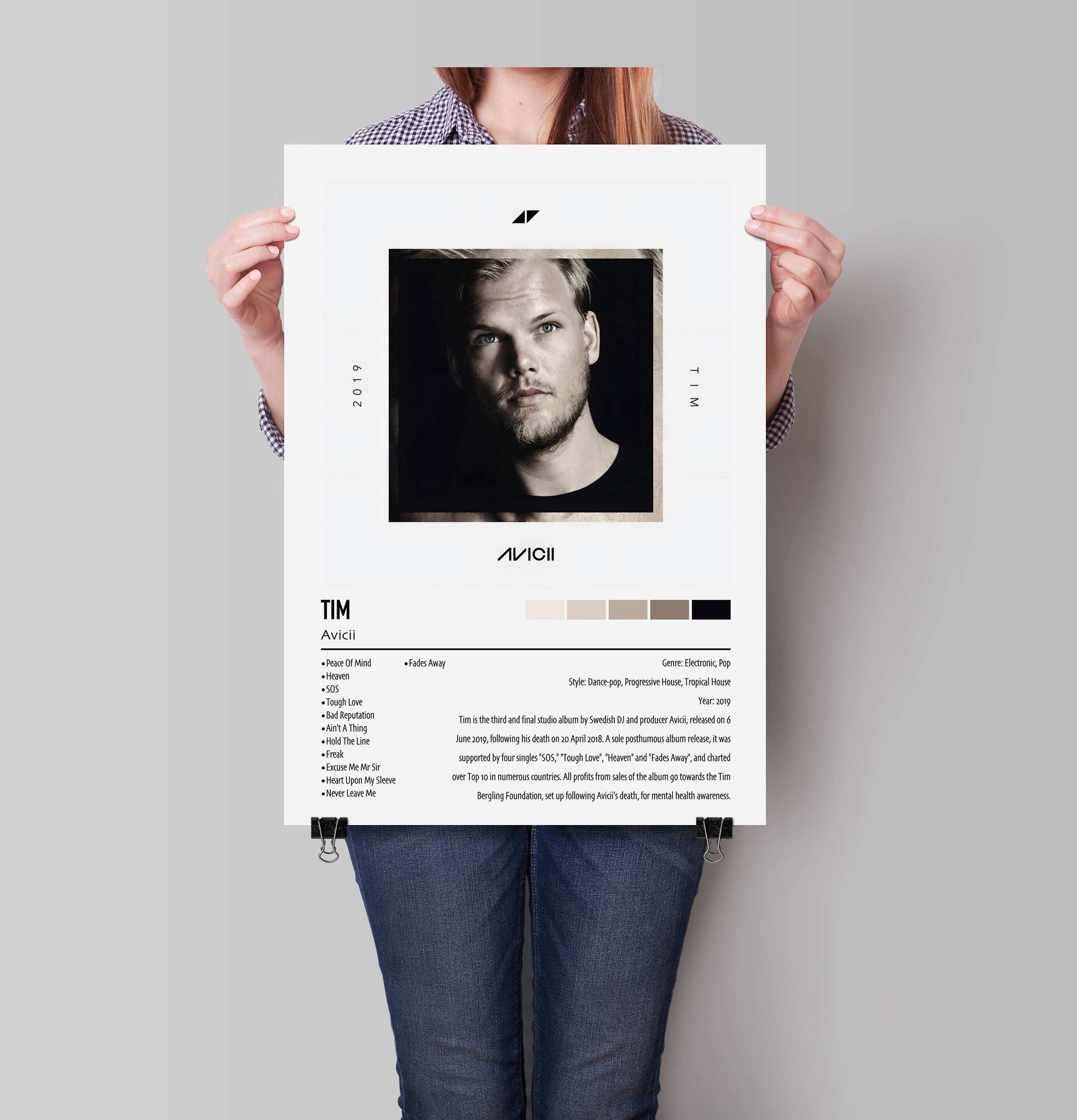 Avicii | TIM | Custom Album Cover Poster Print