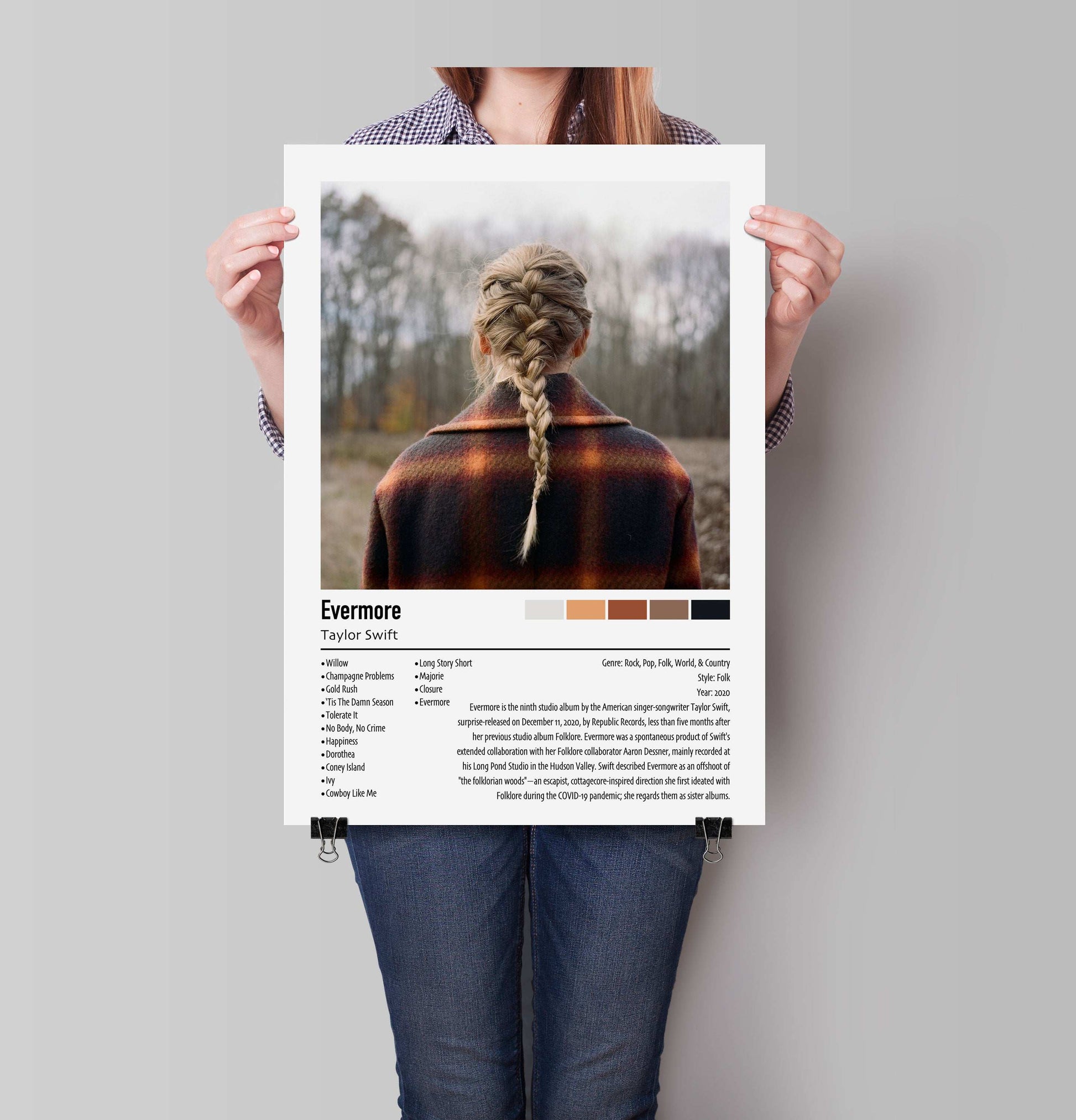 Taylor Swift | Evermore | Custom Album Cover Poster Print