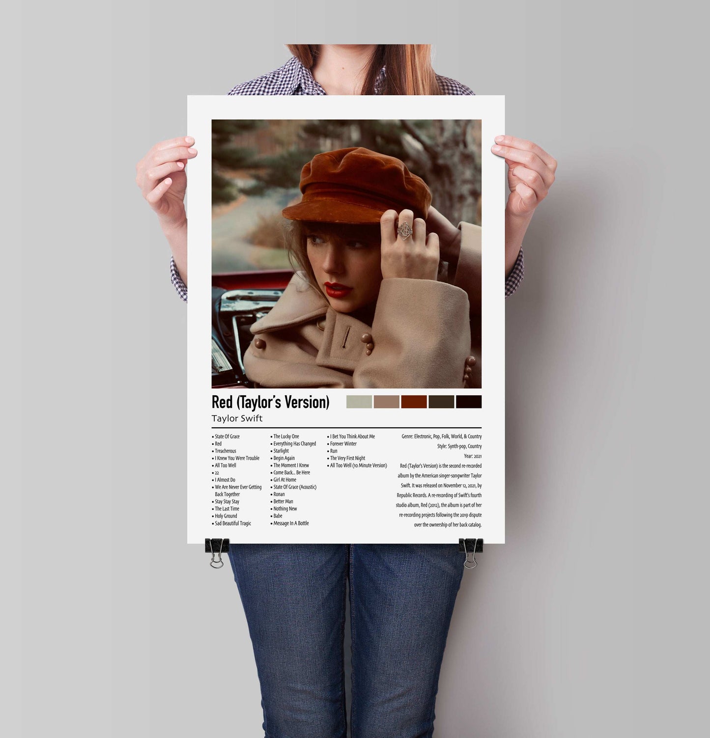 Taylor Swift | Red (Taylor's Version) | Custom Album Cover Poster Print