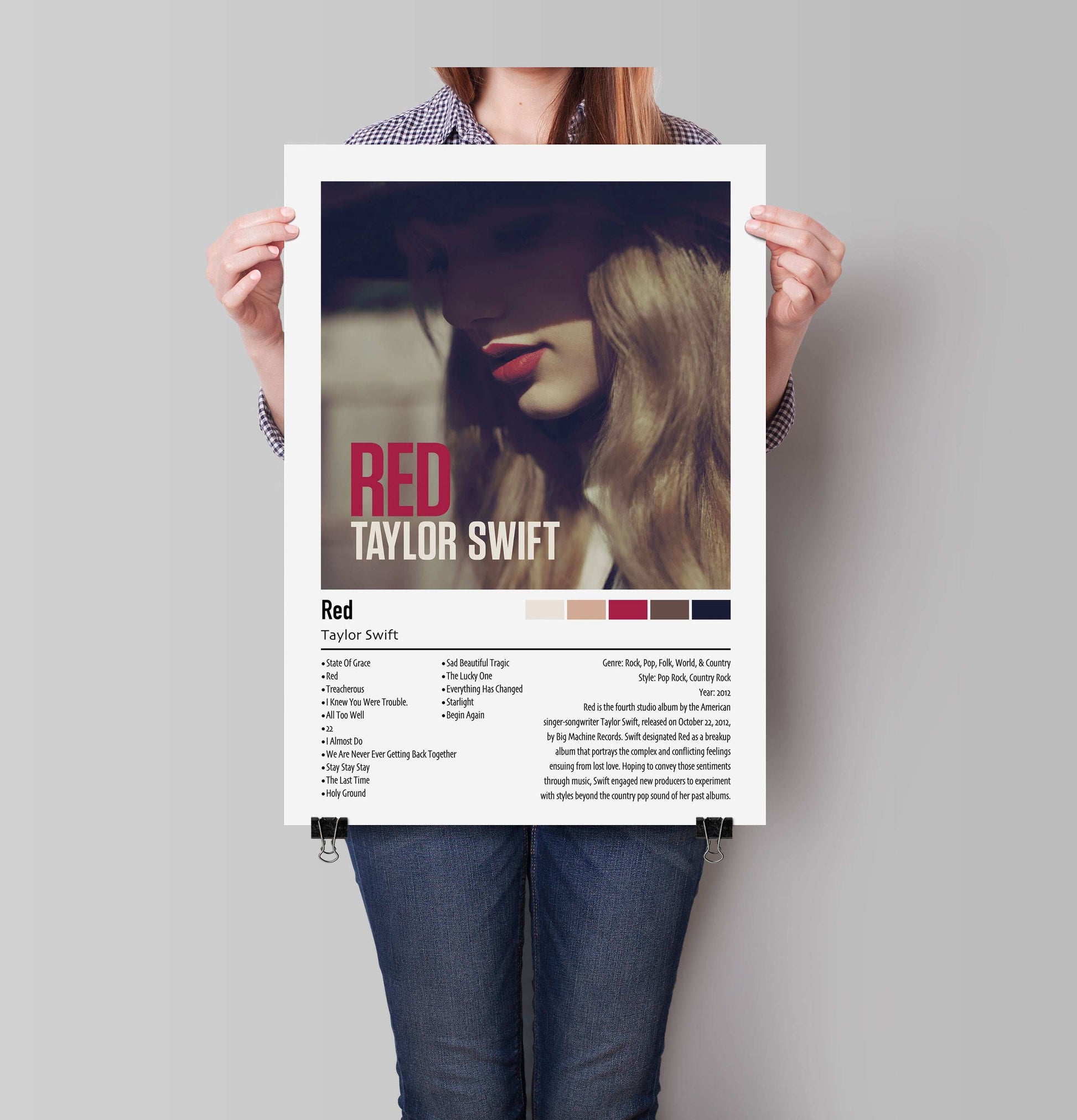 Taylor Swift | Red | Custom Album Cover Poster Print