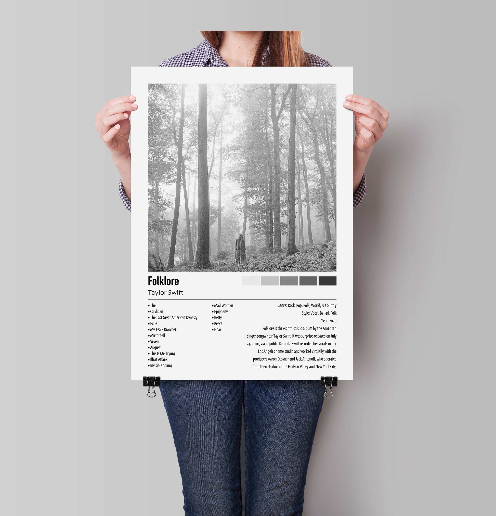 Taylor Swift | Folklore | Custom Album Cover Poster Print