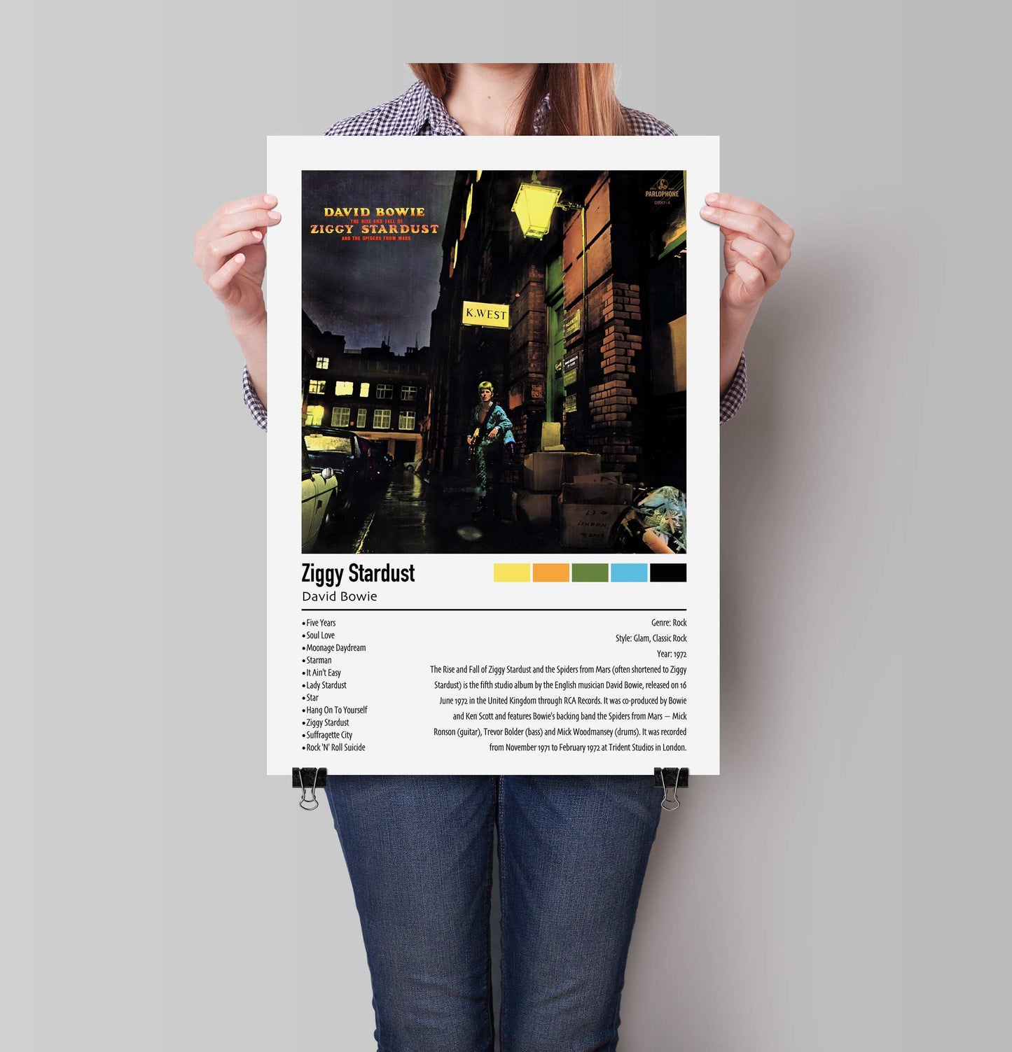 David Bowie | Ziggy Stardust | Custom Album Cover Poster Print
