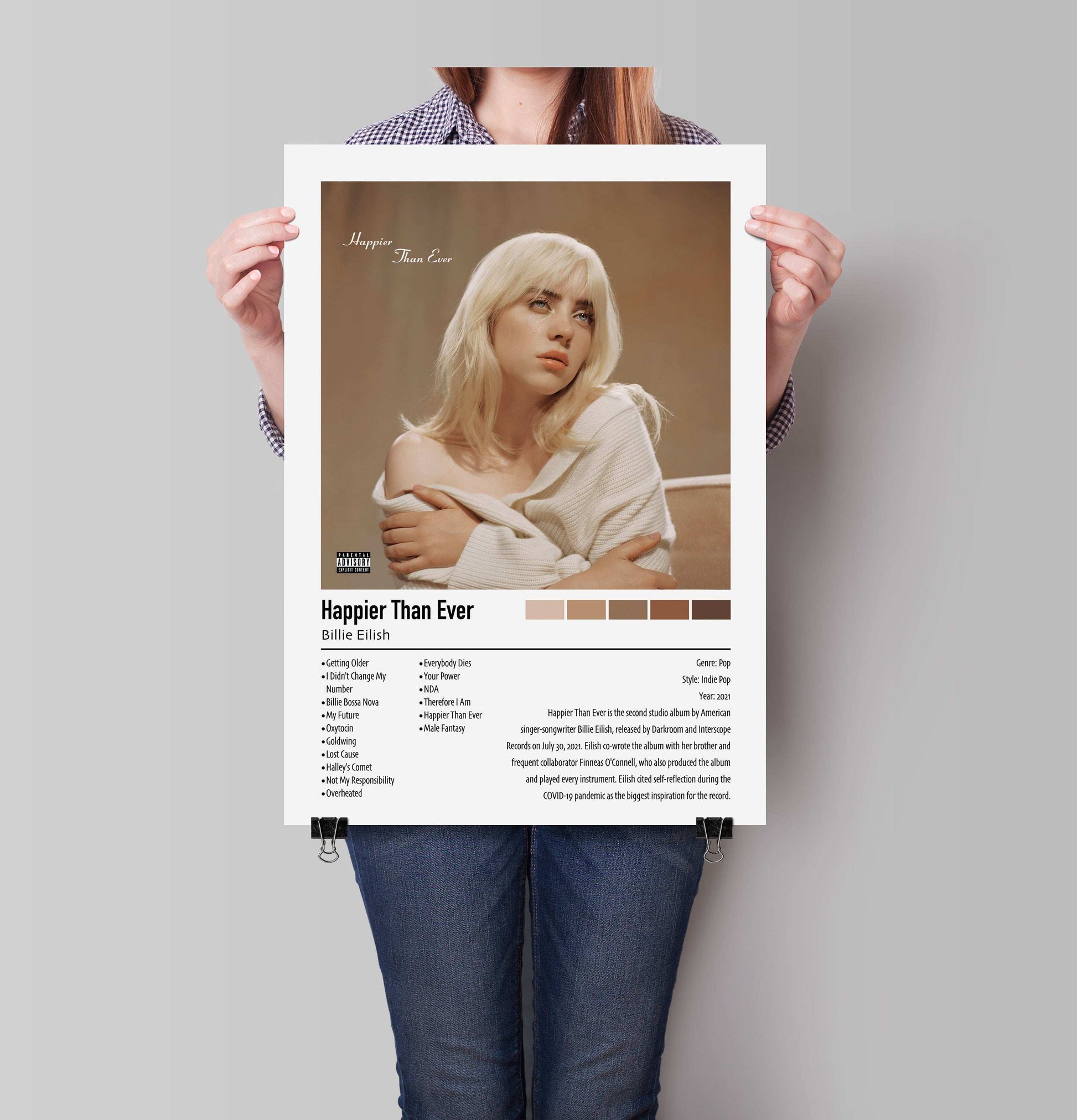 Billie Eilish | Happier Than Ever | Custom Album Cover Poster Print