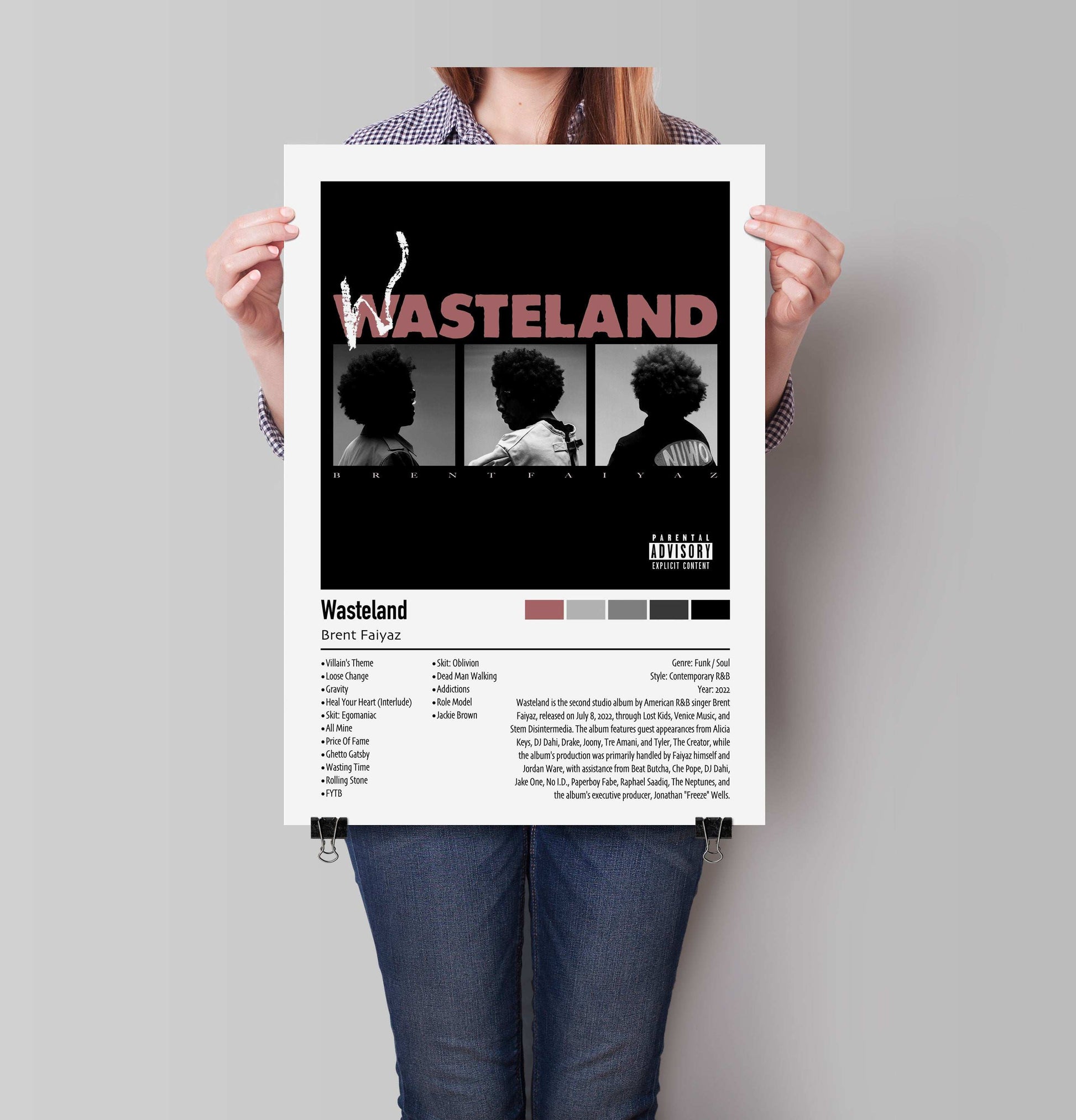 Brent Faiyaz | Wasteland | Custom Album Cover Poster Print
