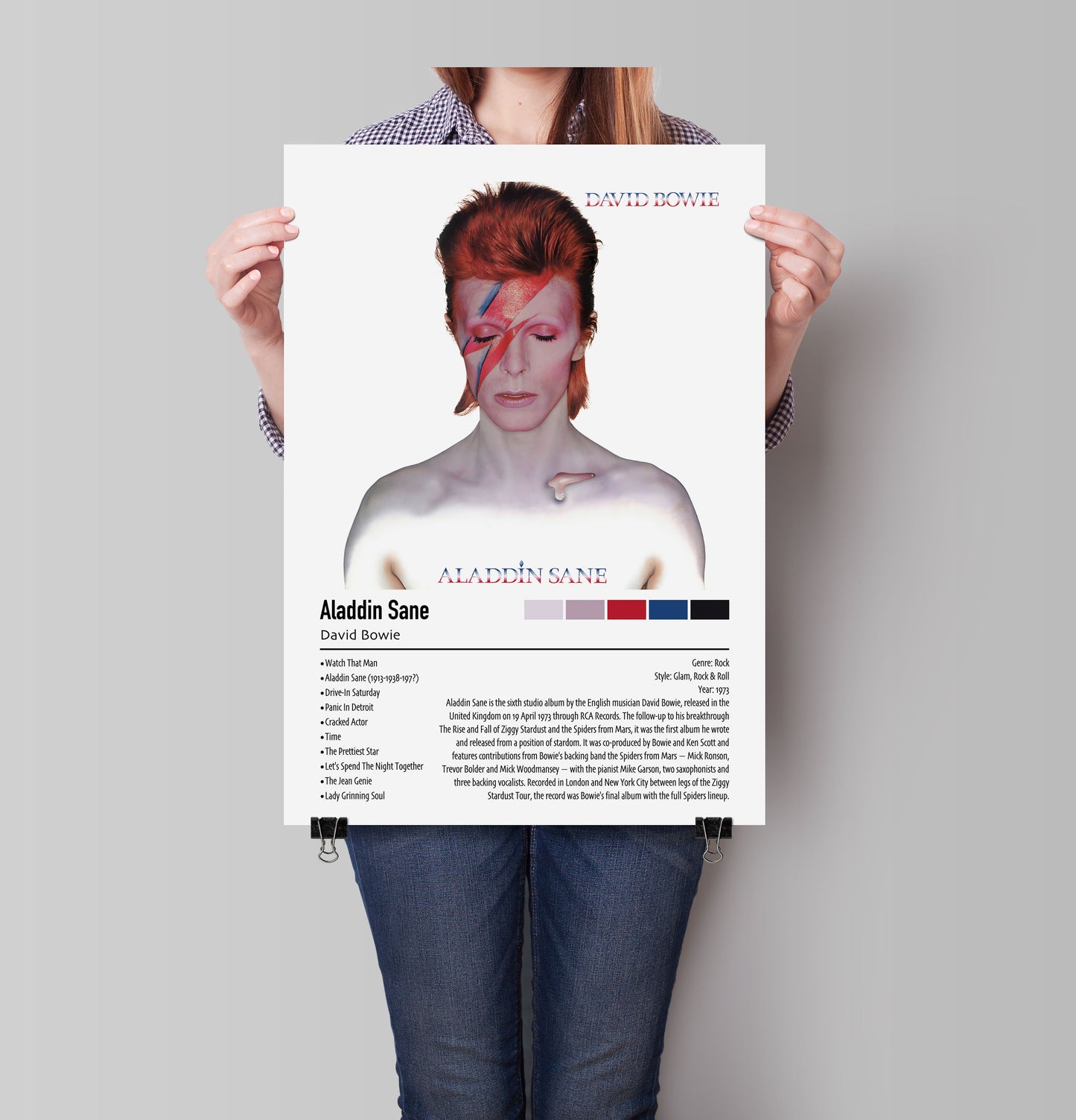 David Bowie | Aladdin Sane | Custom Album Cover Poster Print