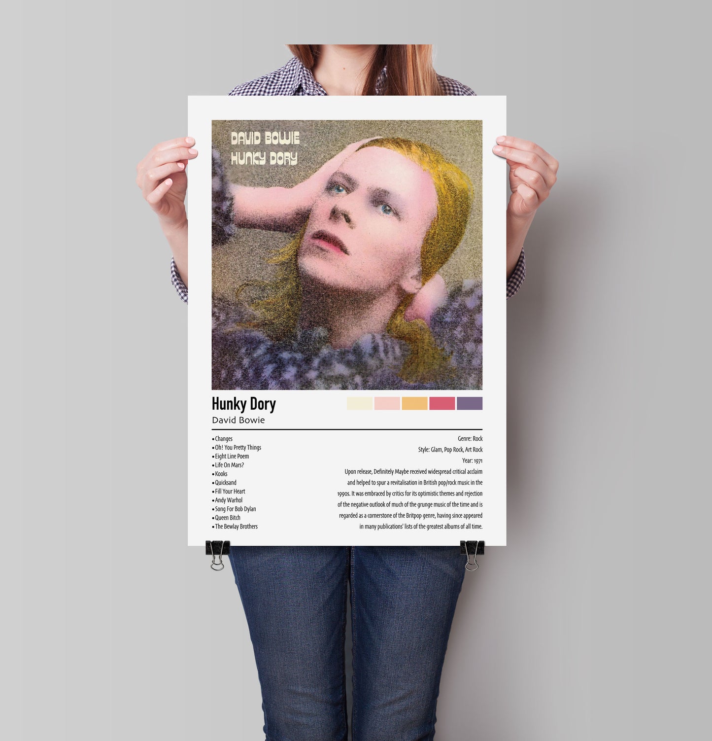 David Bowie | Hunky Dory | Custom Album Cover Poster Print