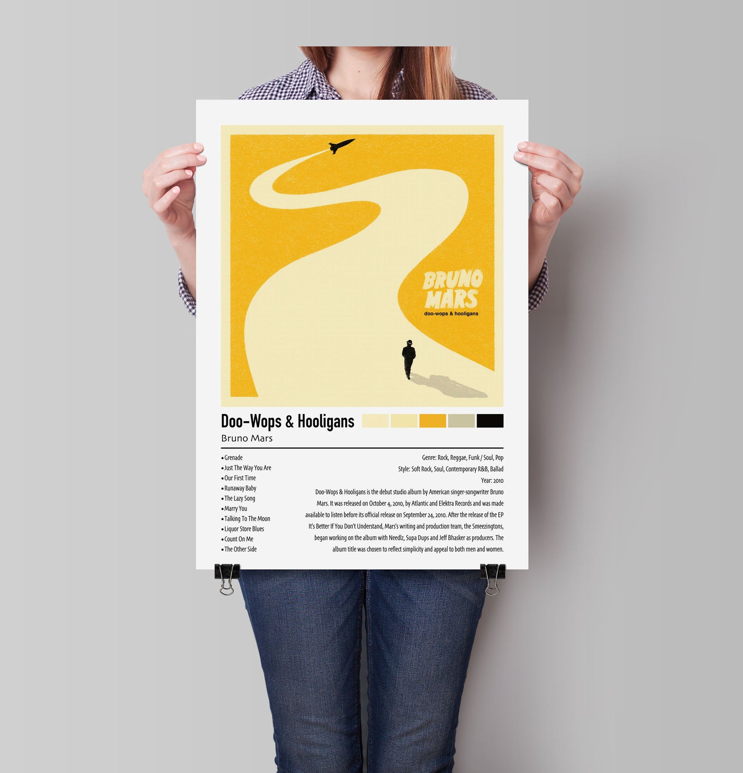 Bruno Mars | Doo-Wops & Hooligans | Custom Album Cover Poster Print