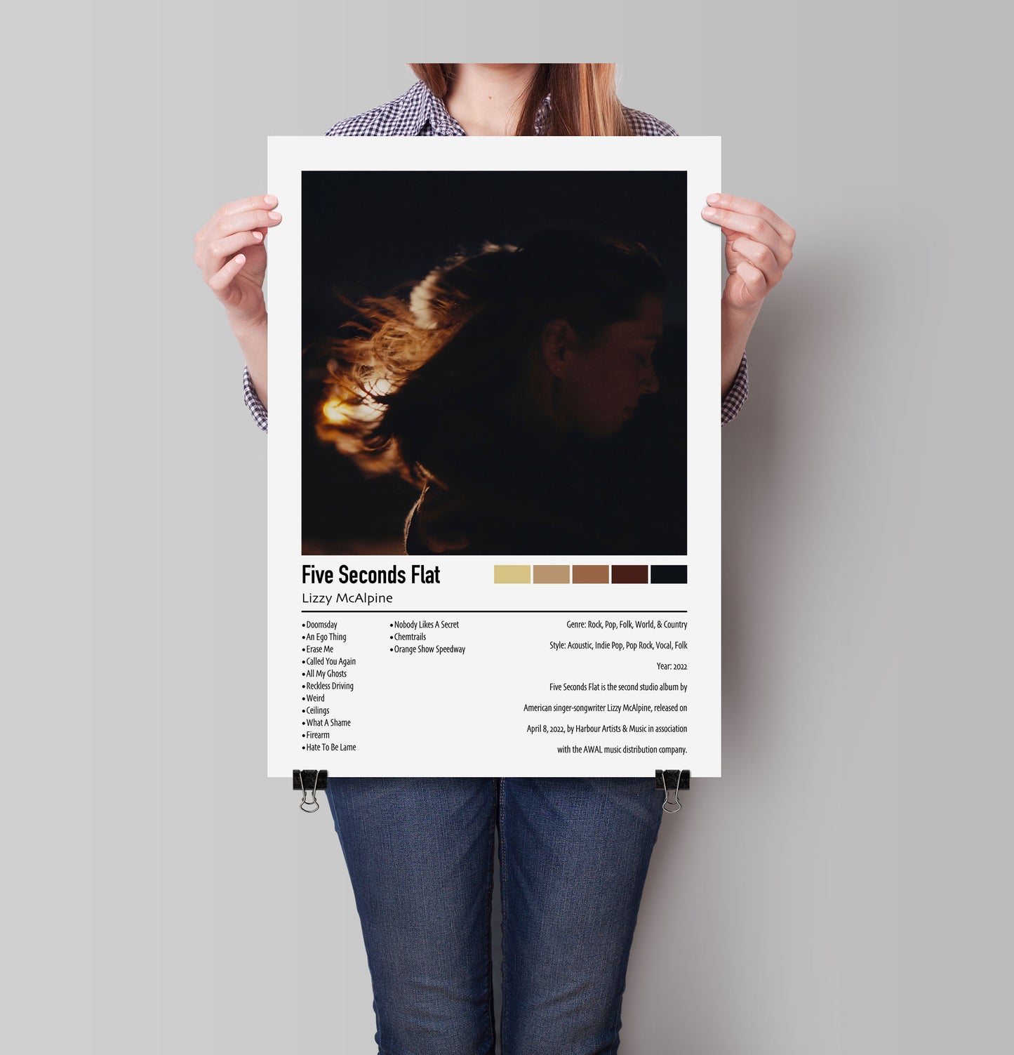 Lizzy McAlpine | Five Seconds Flat | Custom Album Cover Poster Print