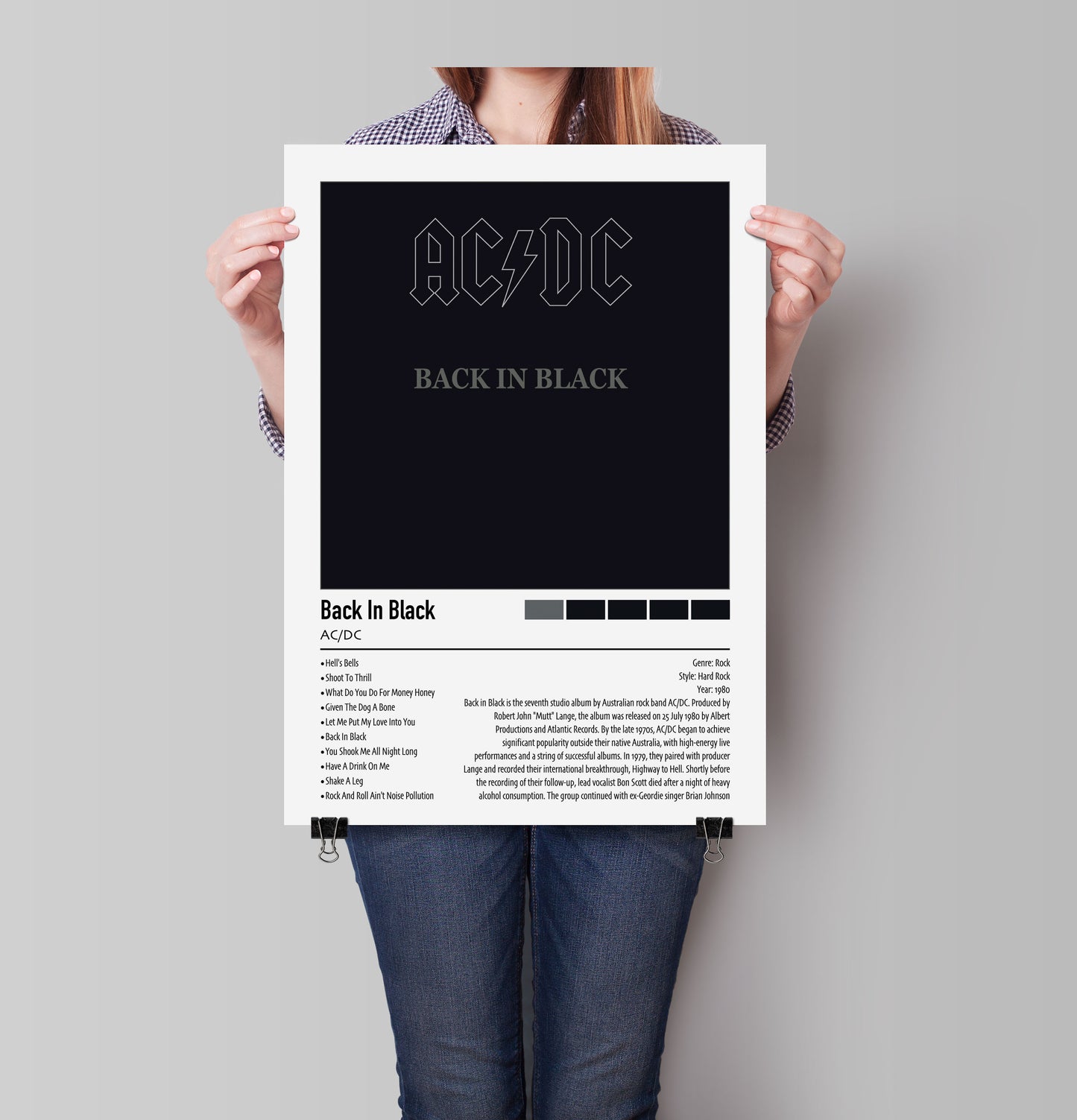 AC/DC | Back In Black | Custom Album Cover Poster Print