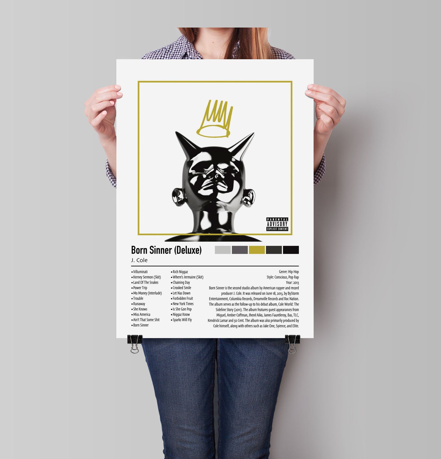J. Cole | Born Sinner (Deluxe) | Custom Album Cover Poster Print