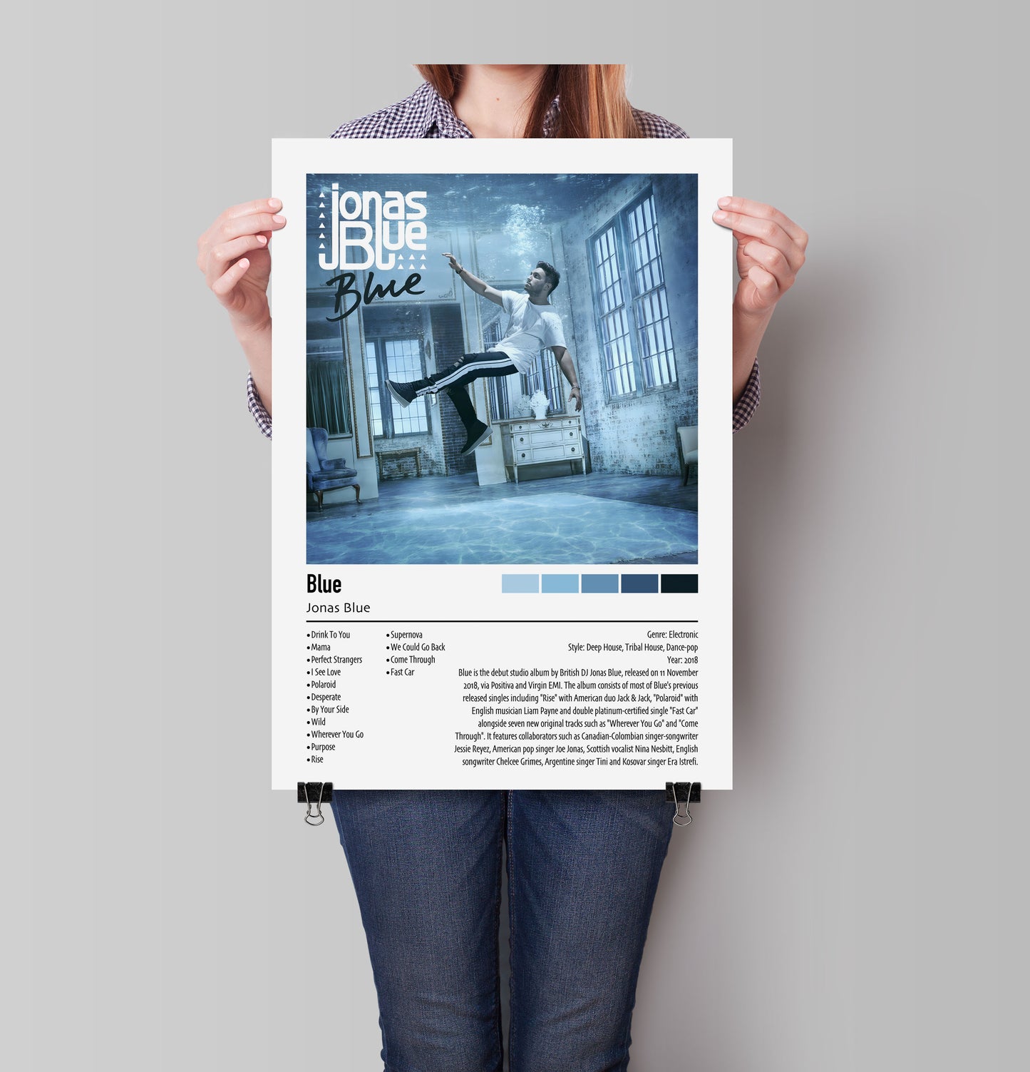 Jonas Blue | Blue | Custom Album Cover Poster Print