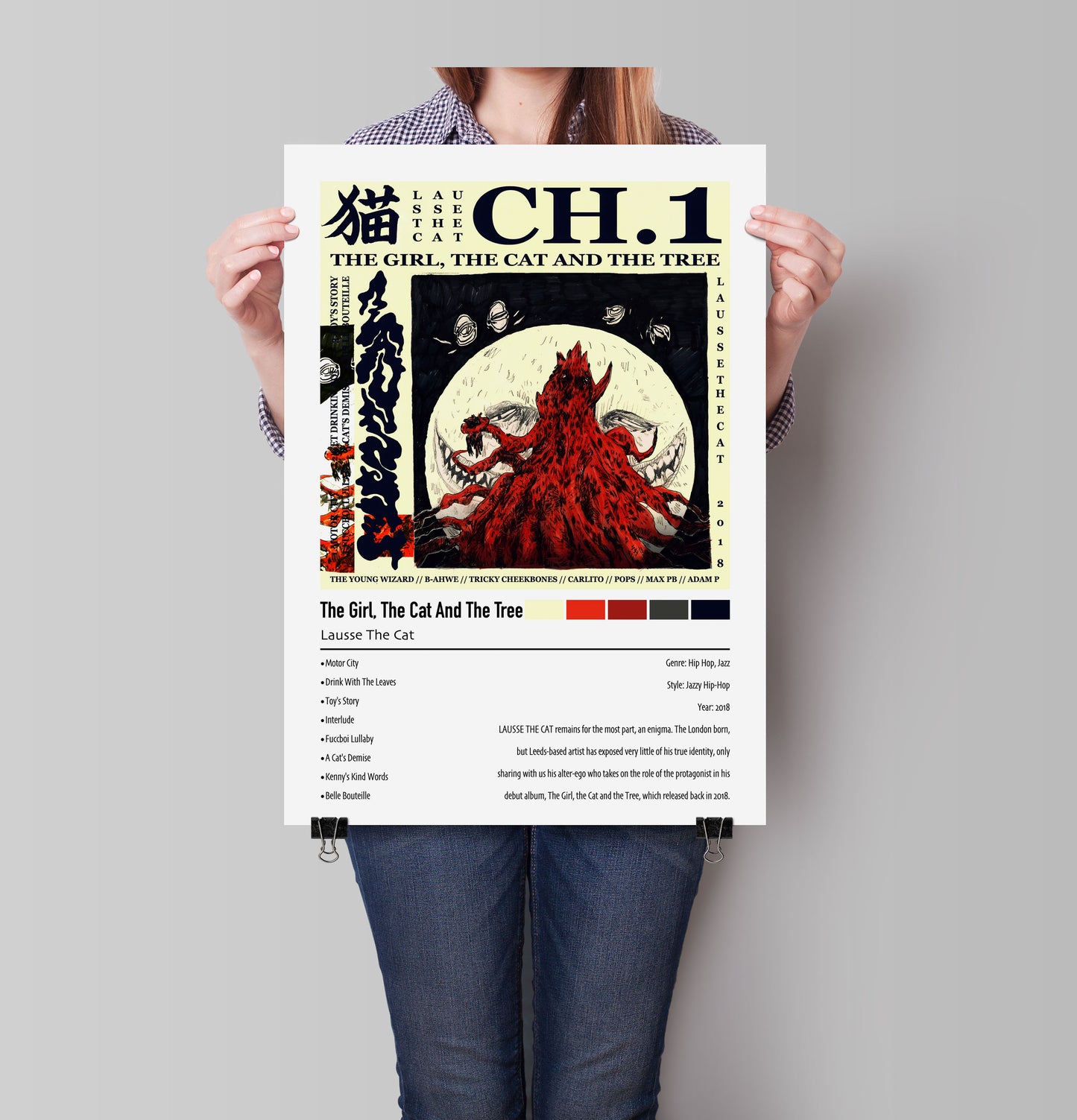 Lausse The Cat | The Girl. The Cat And The Tree | Custom Album Cover Poster Print