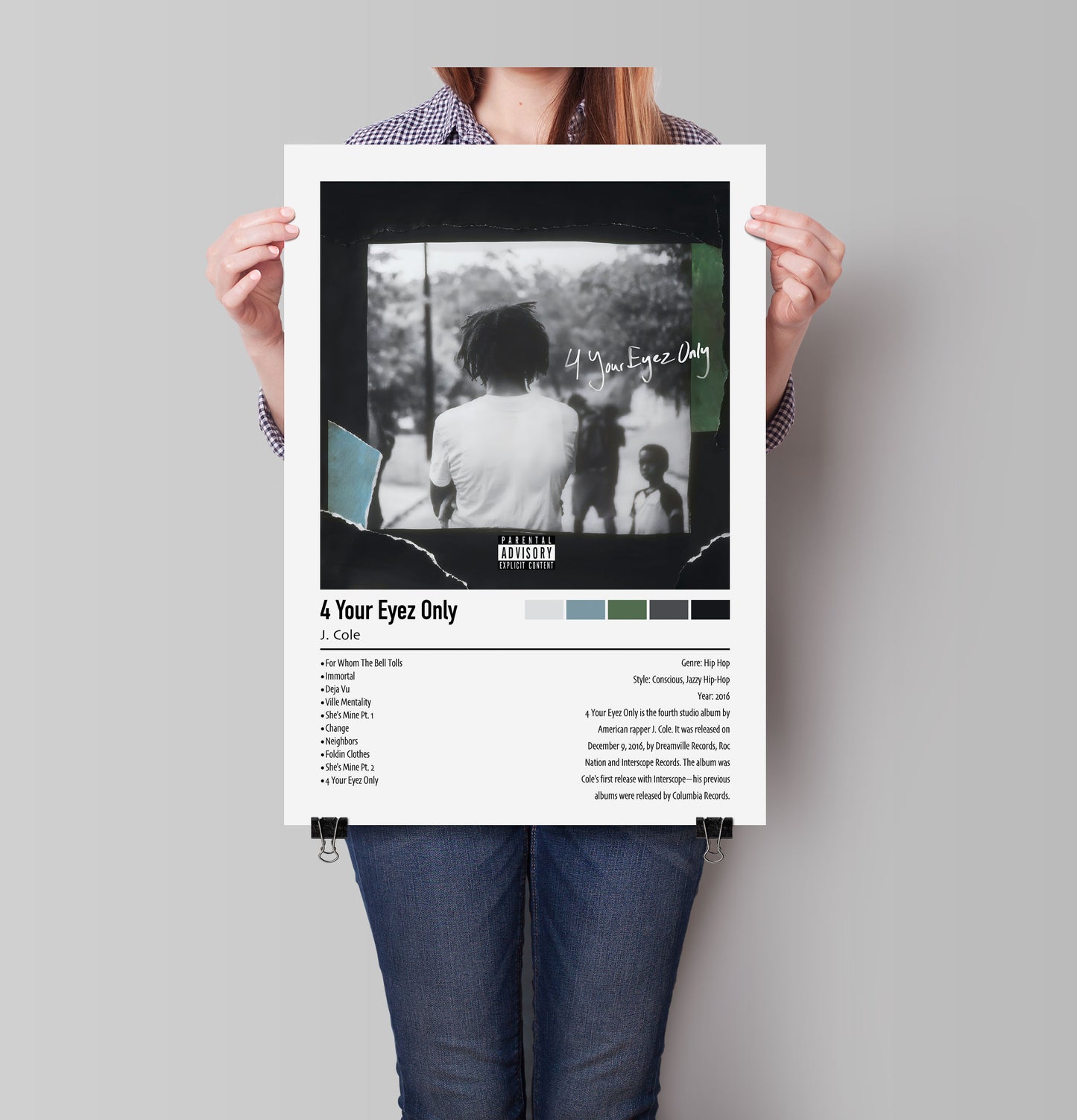 J. Cole | 4 Your Eyez Only | Custom Album Cover Poster Print