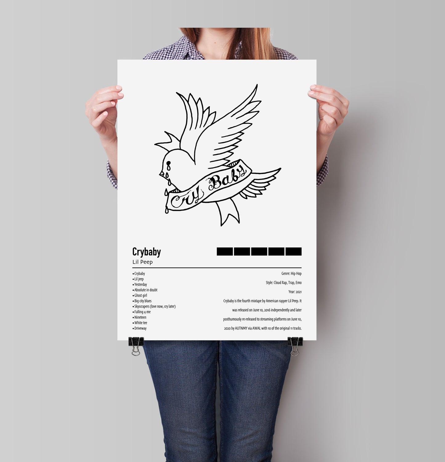 Lil Peep | Crybaby | Custom Album Cover Poster Print