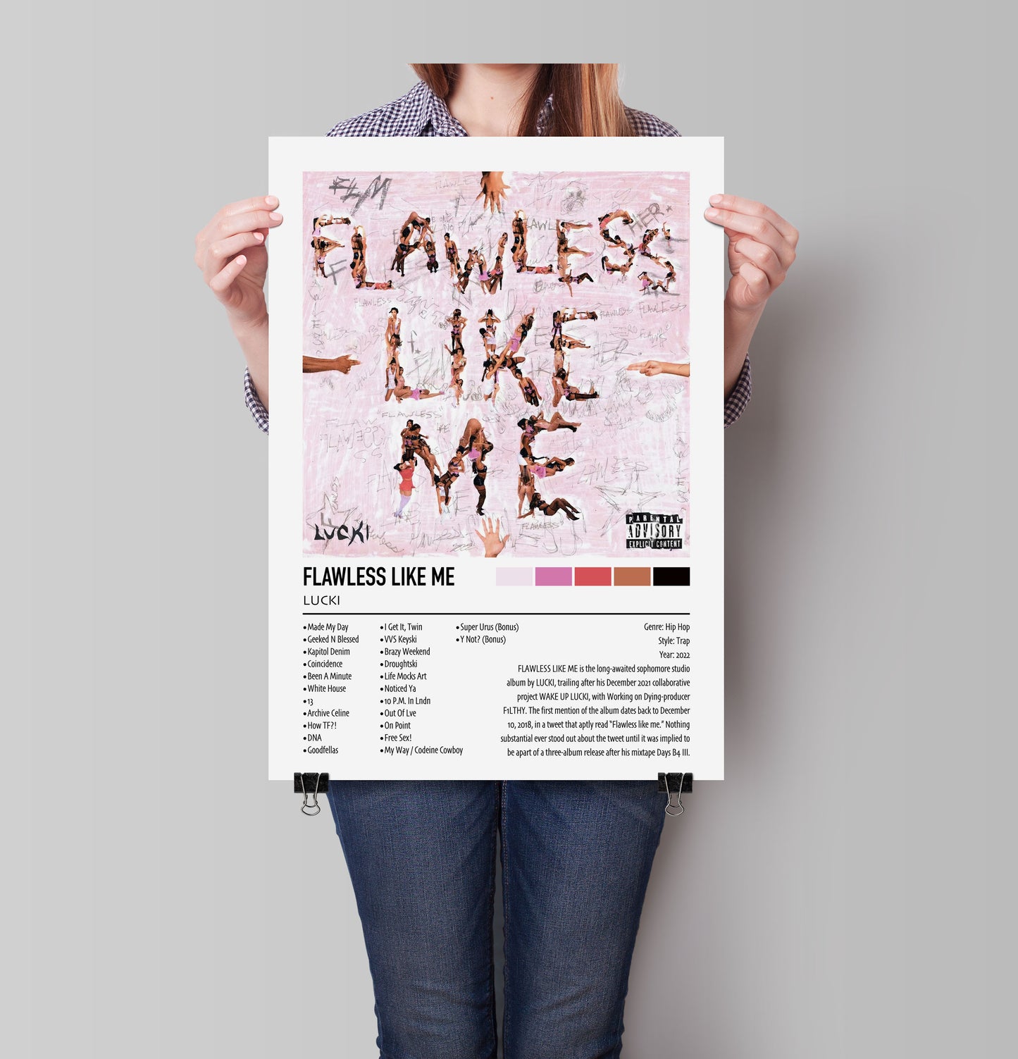LUCKI | FLAWLESS LIKE ME | Custom Album Cover Poster Print