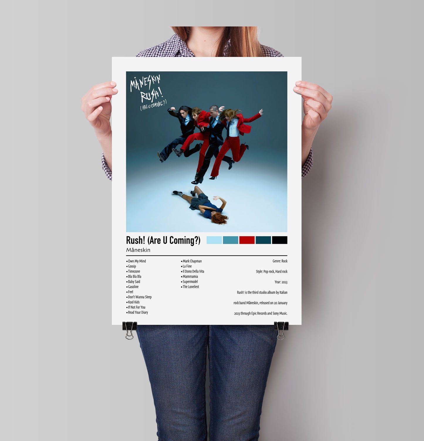 Mäneskin | Rush! (Are U Coming?) | Custom Album Cover Poster Print