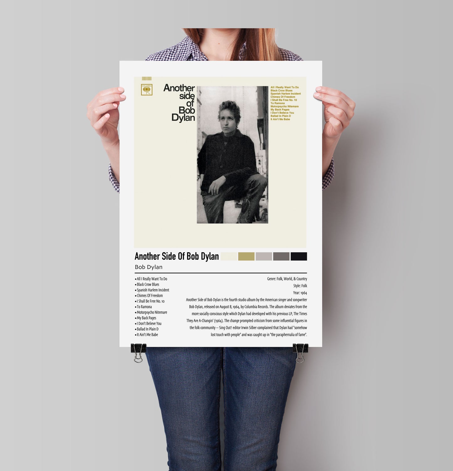 Bob Dylan | Another Side Of Bob Dylan | Custom Album Cover Poster Print