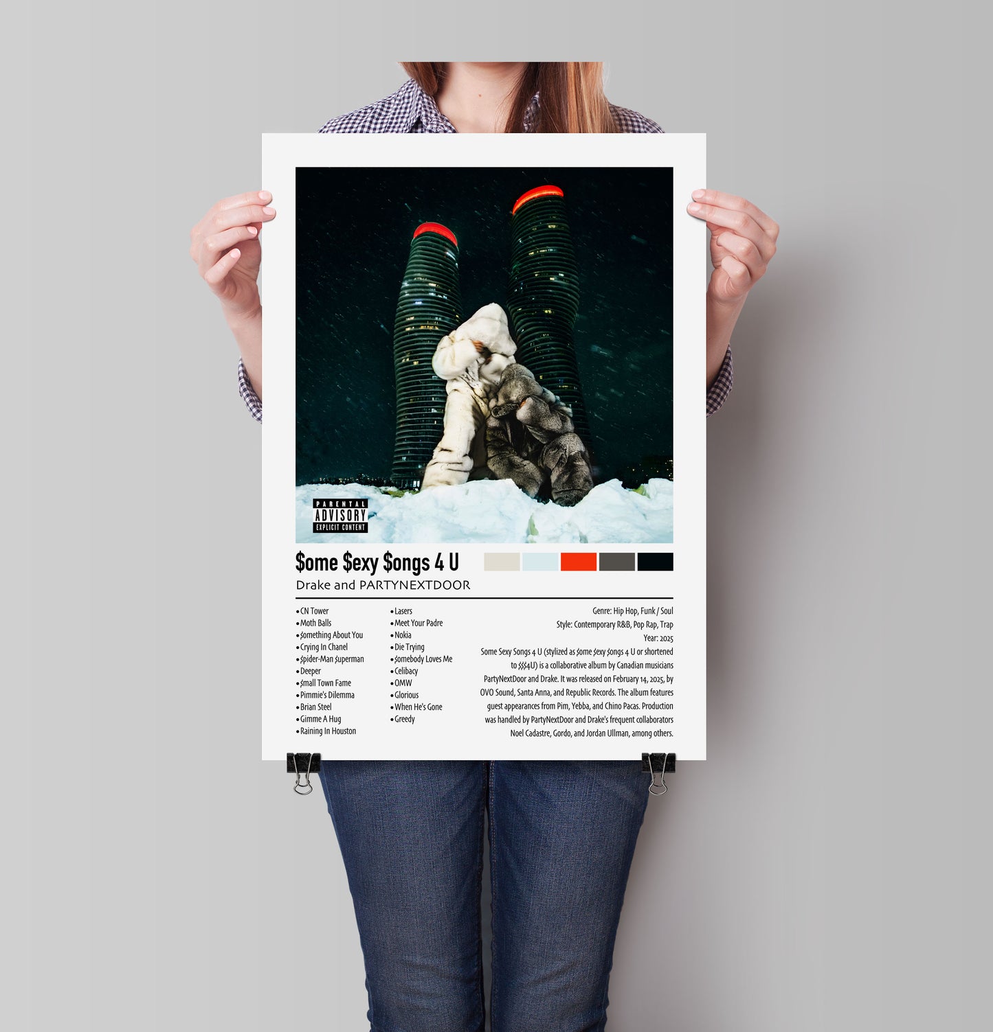 Drake and PARTYNEXTDOOR | $ome $exy $ongs 4 U | Custom Album Cover Poster Print