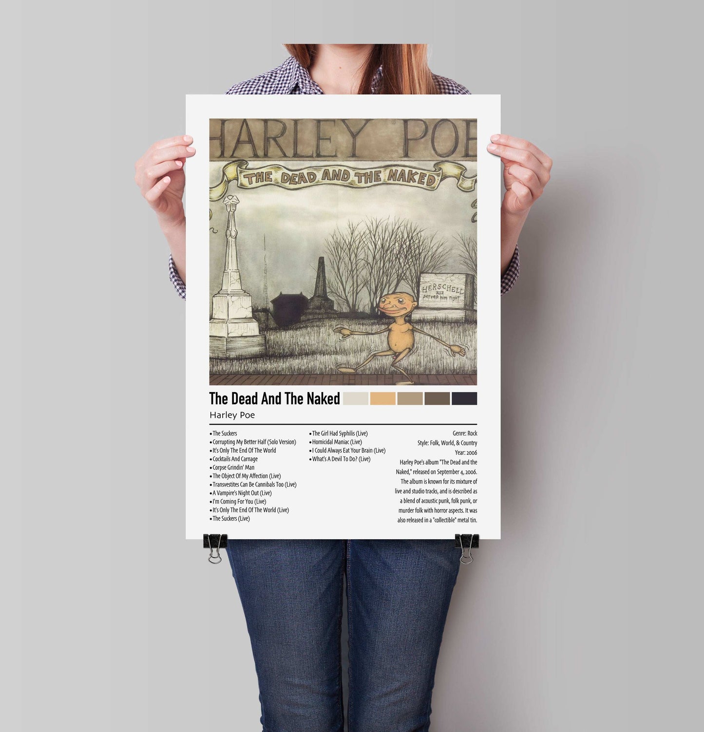Harley Poe | The Dead and the Naked | Custom Album Cover Poster Print