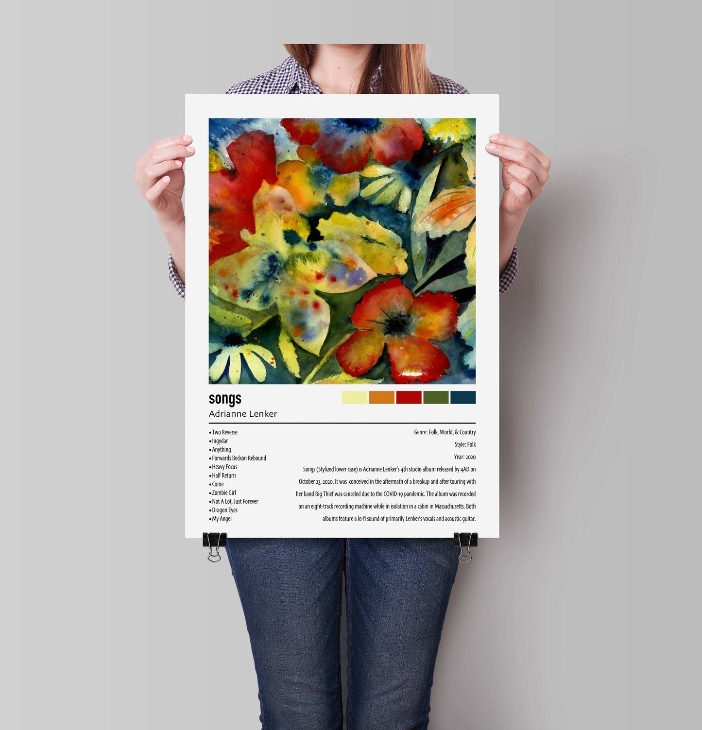 Adrianne Lenker | songs | Custom Album Cover Poster Print
