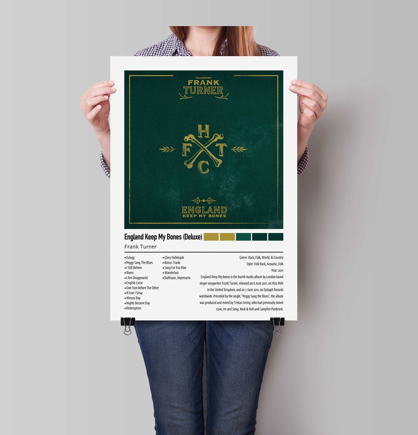 Frank Turner | England Keep My Bones (Deluxe) | Custom Album Cover Poster Print